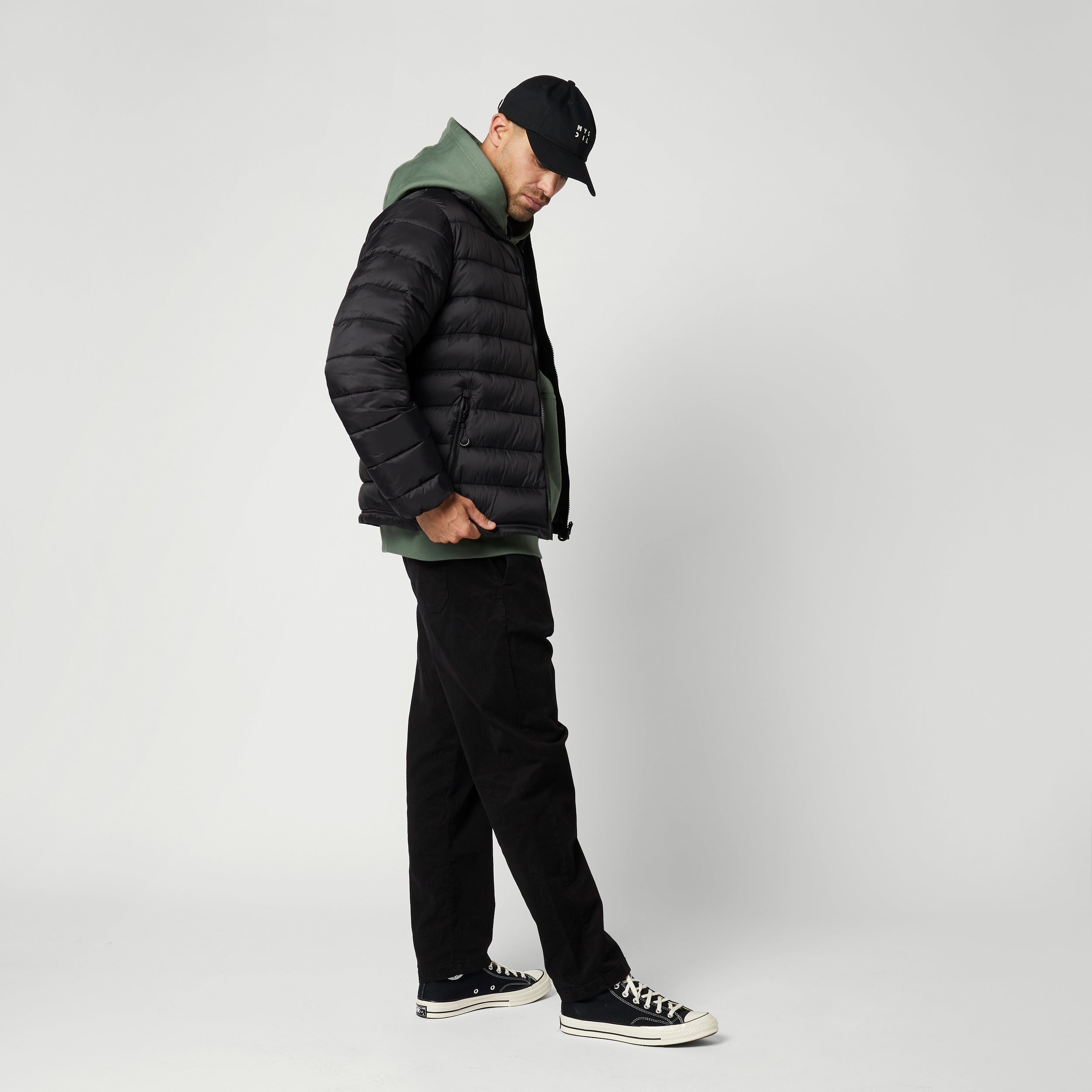 Quilted Midlayer Jacket - Black