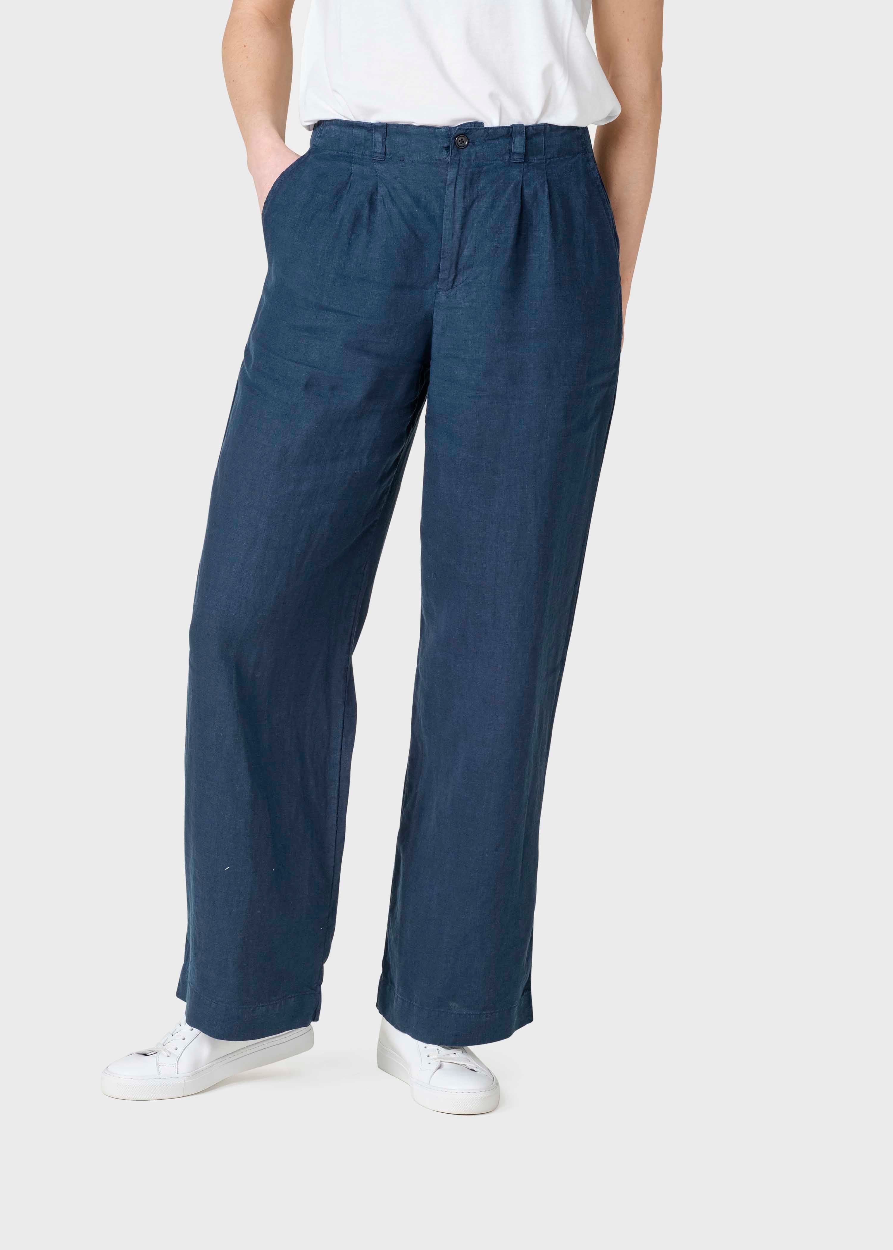 Ada Linen Pants - Navy