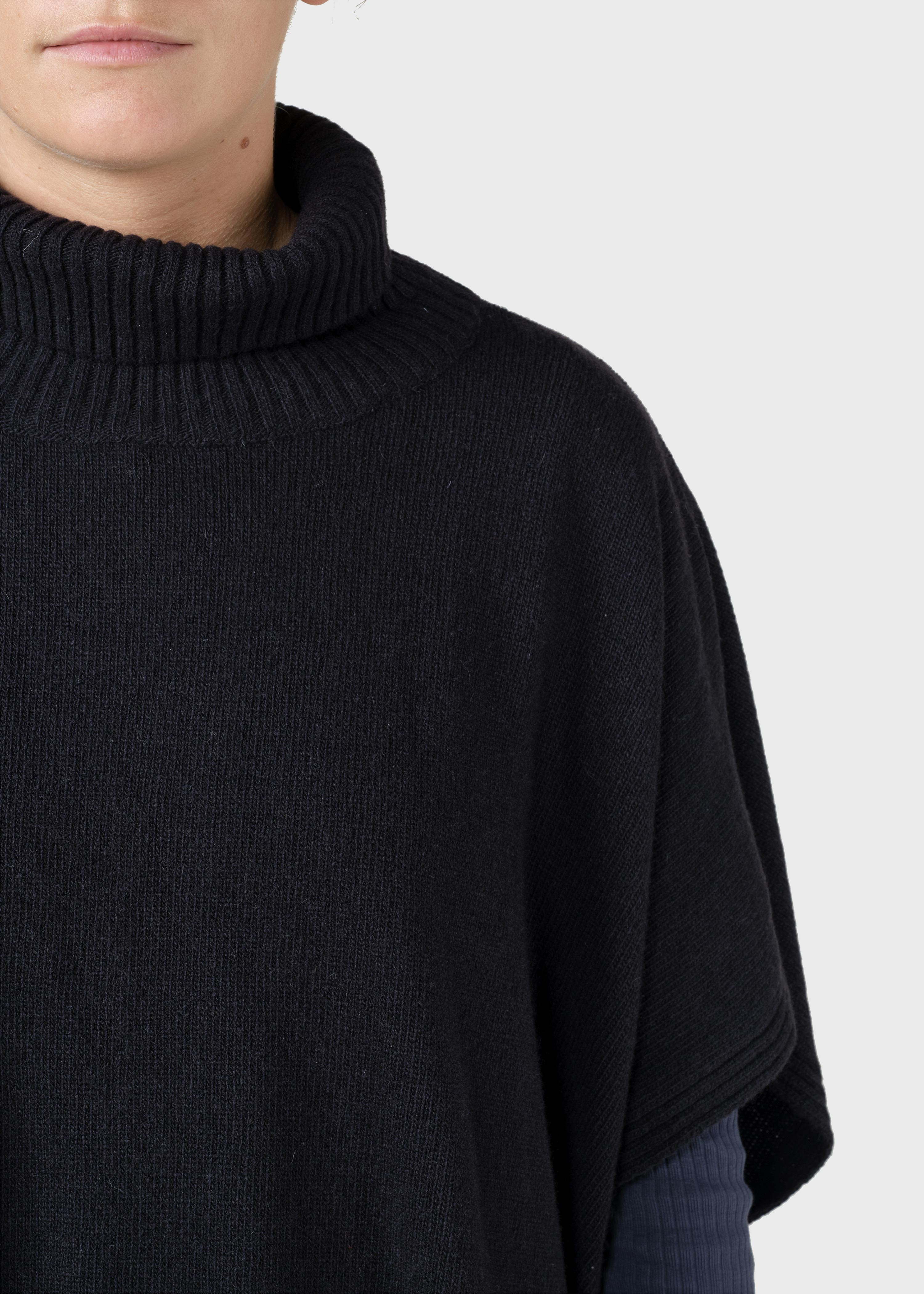 Alba Knit Poncho - Black