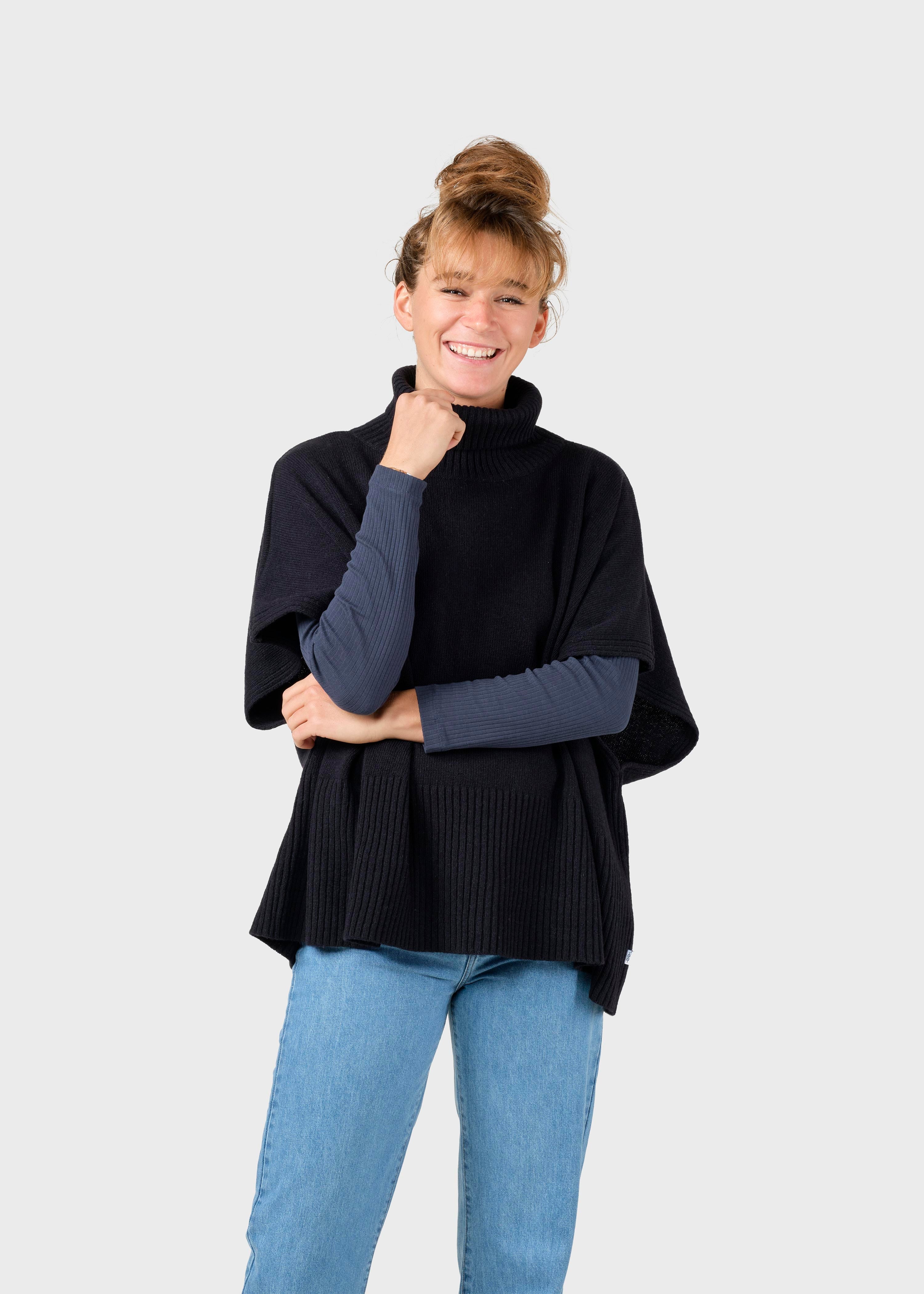 Alba Knit Poncho - Black