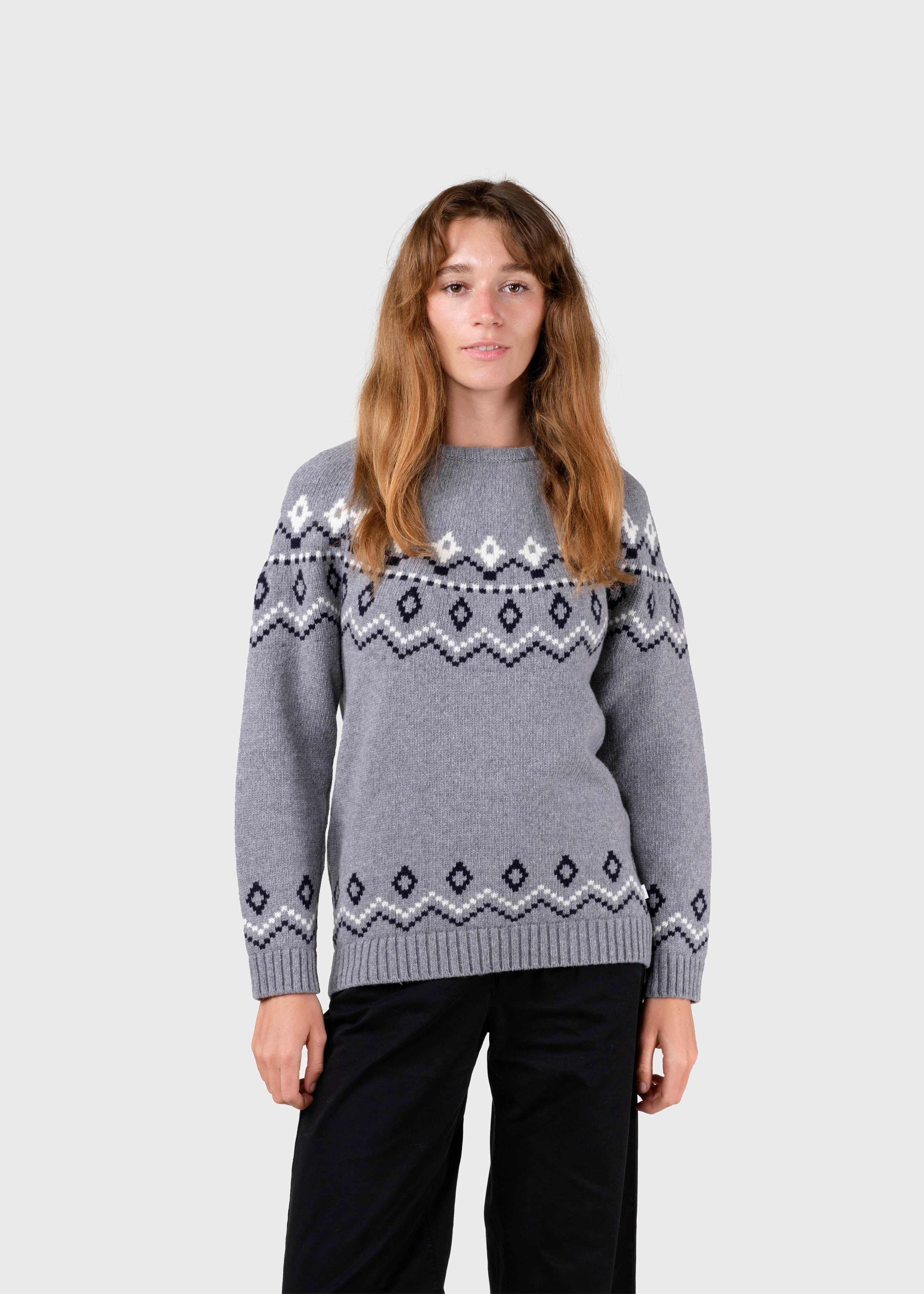 Alina Knit - Light Grey/navy/cream