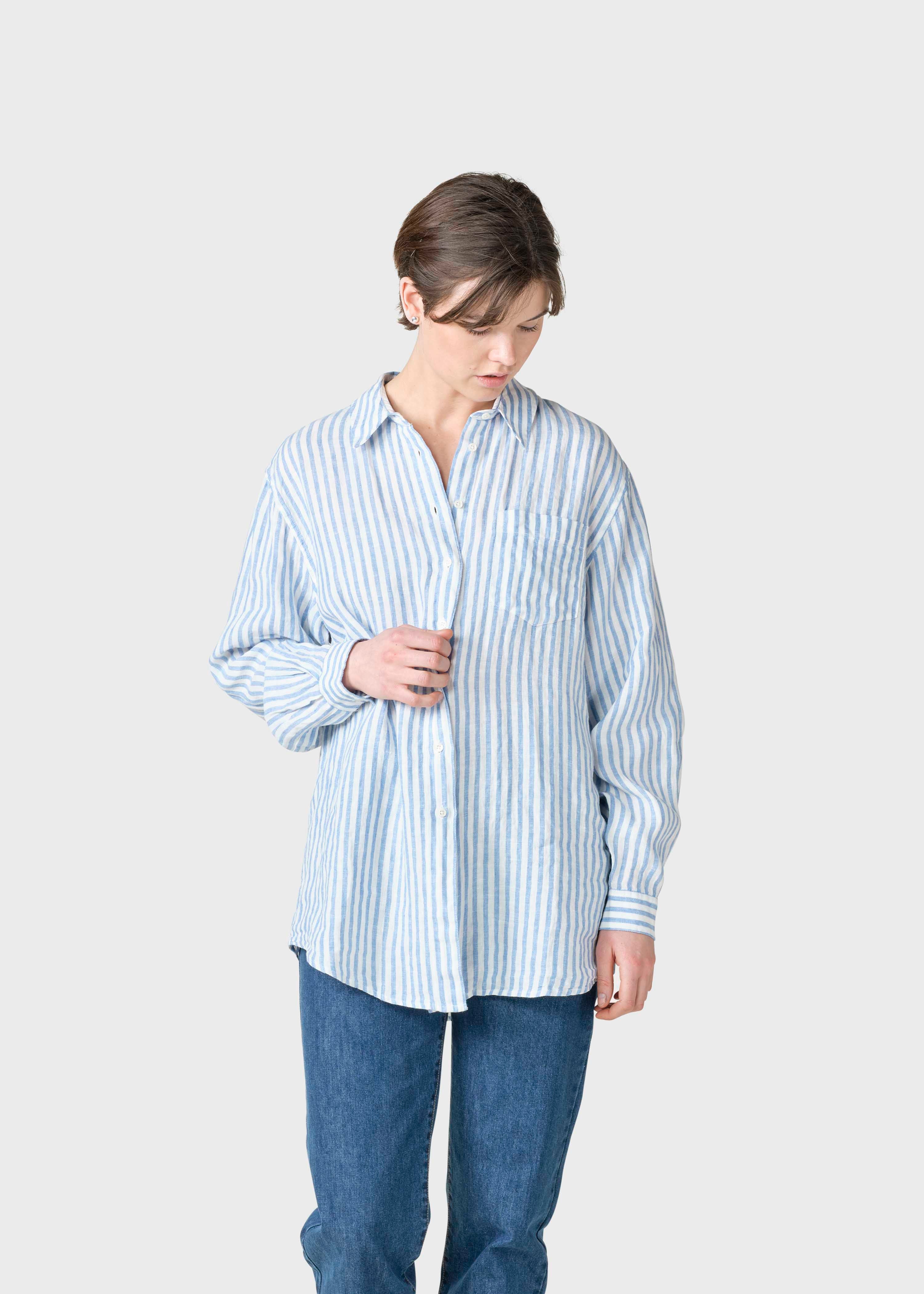 Belinda Linen Shirt - Cream/light Blue