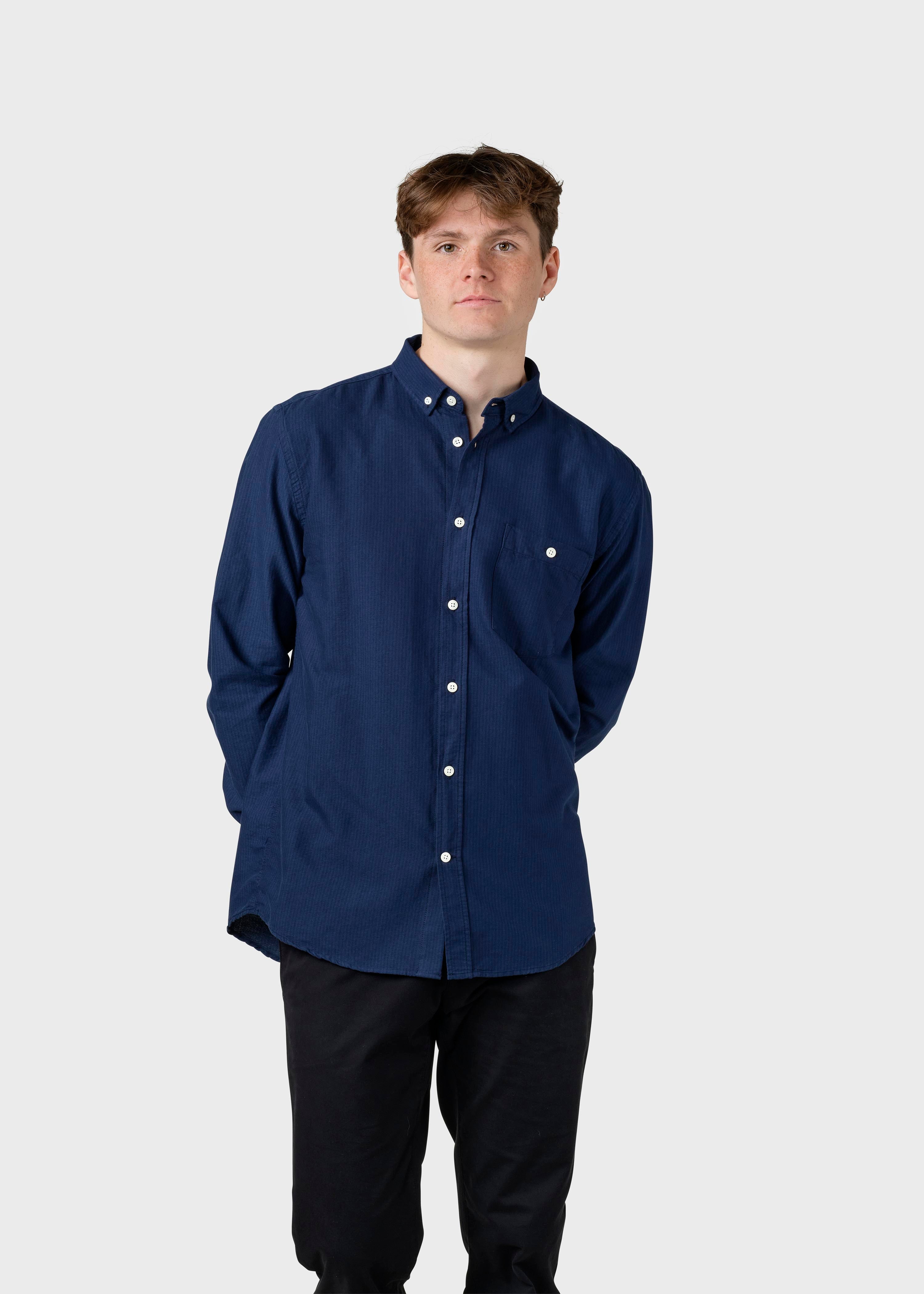 Benjamin Striped Shirt - White/navy/ocean Overdye