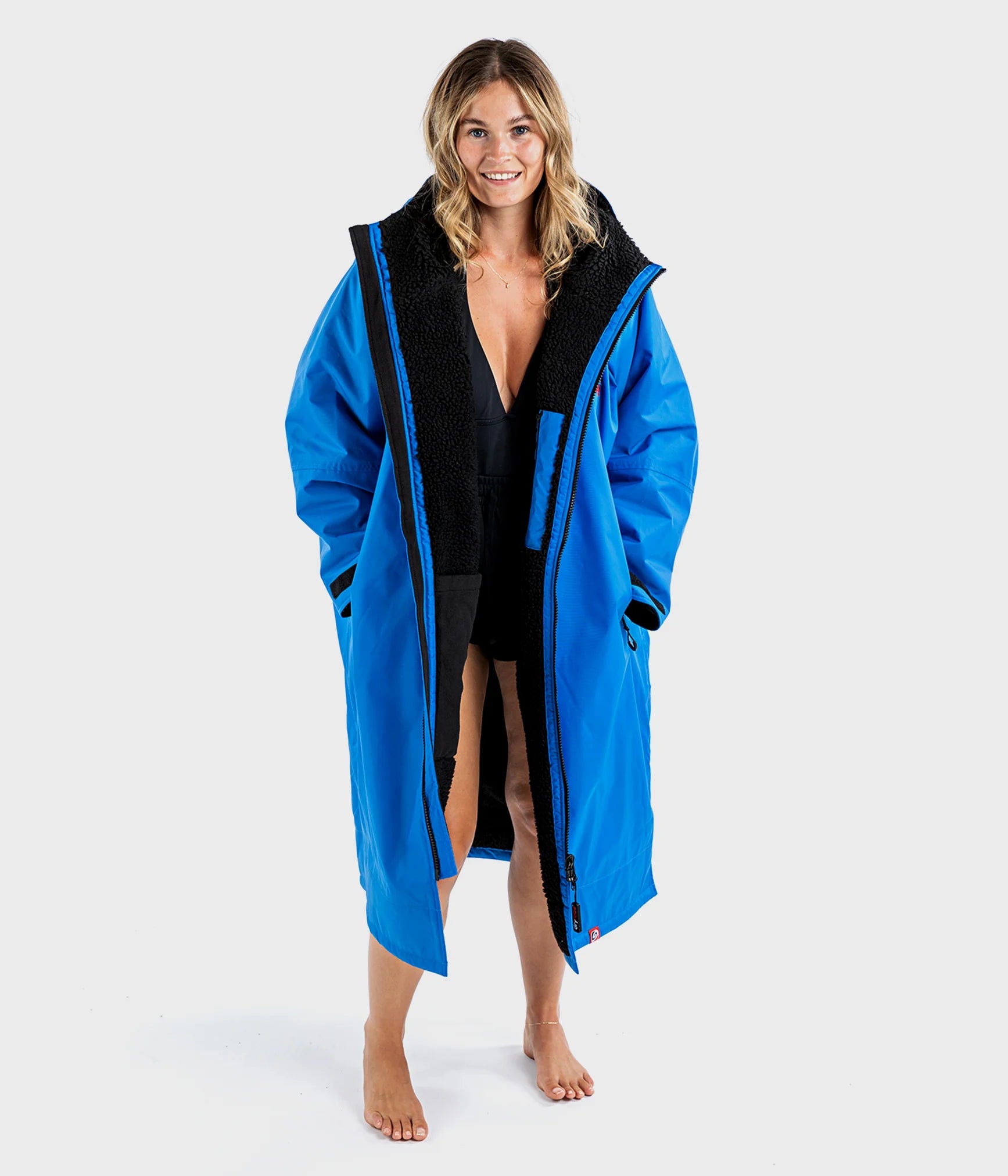 Dryrobe advance långärmad poncho | vuxna | svart koboltblå svart - återvunnen