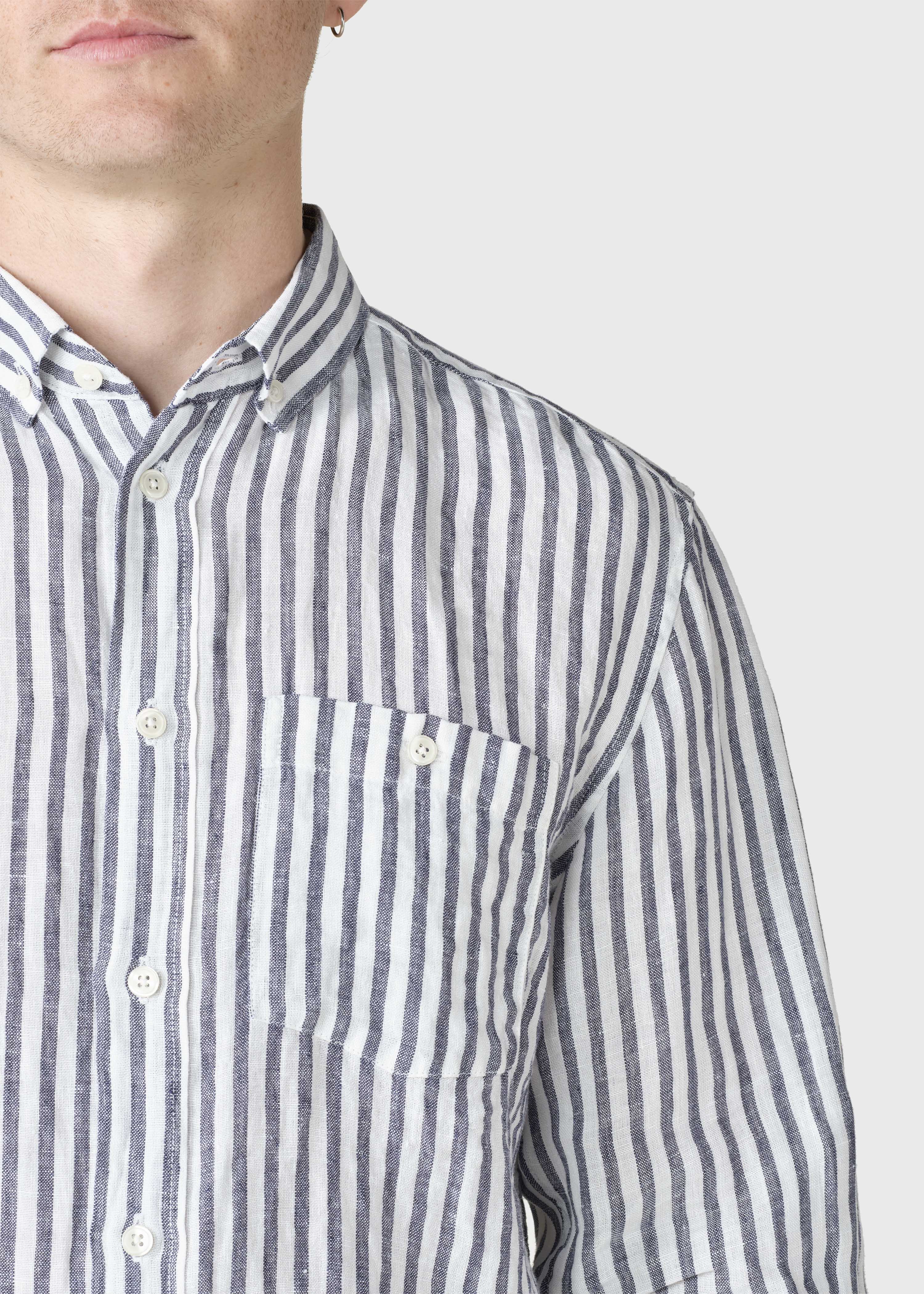 Dennis Striped Shirt - Cream/navy