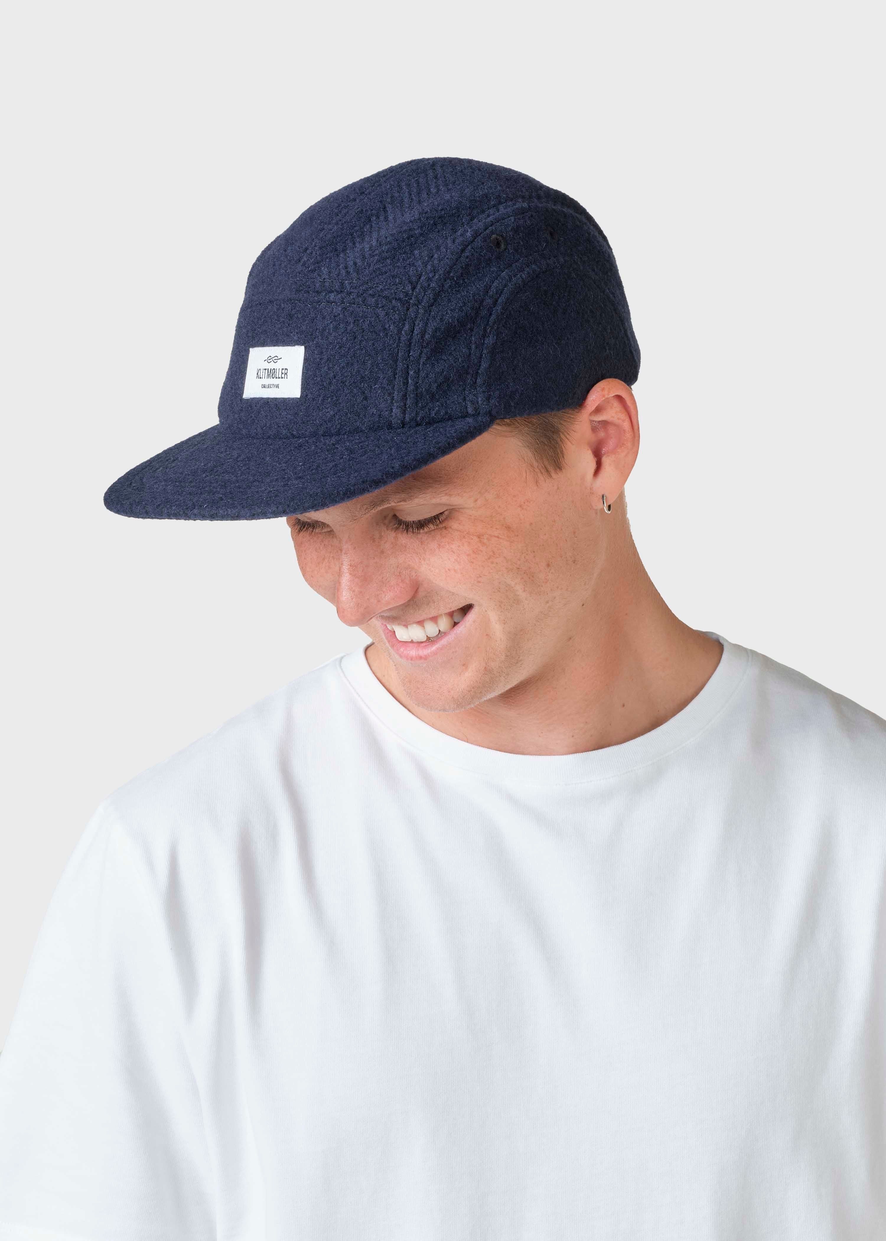 Five Panel Herringbone Cap - Navy/black