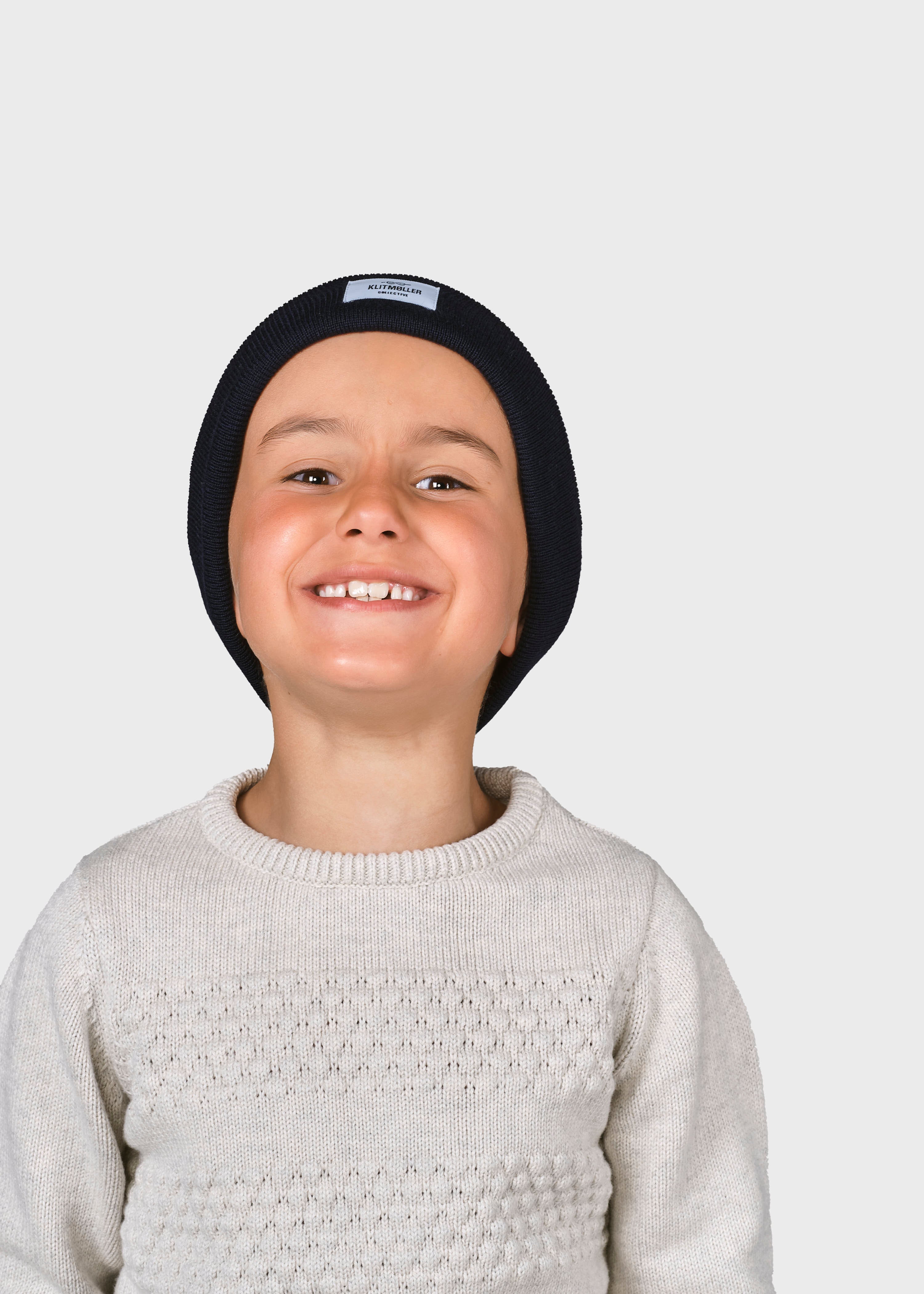 Kids Fine Merino Beanie - Navy