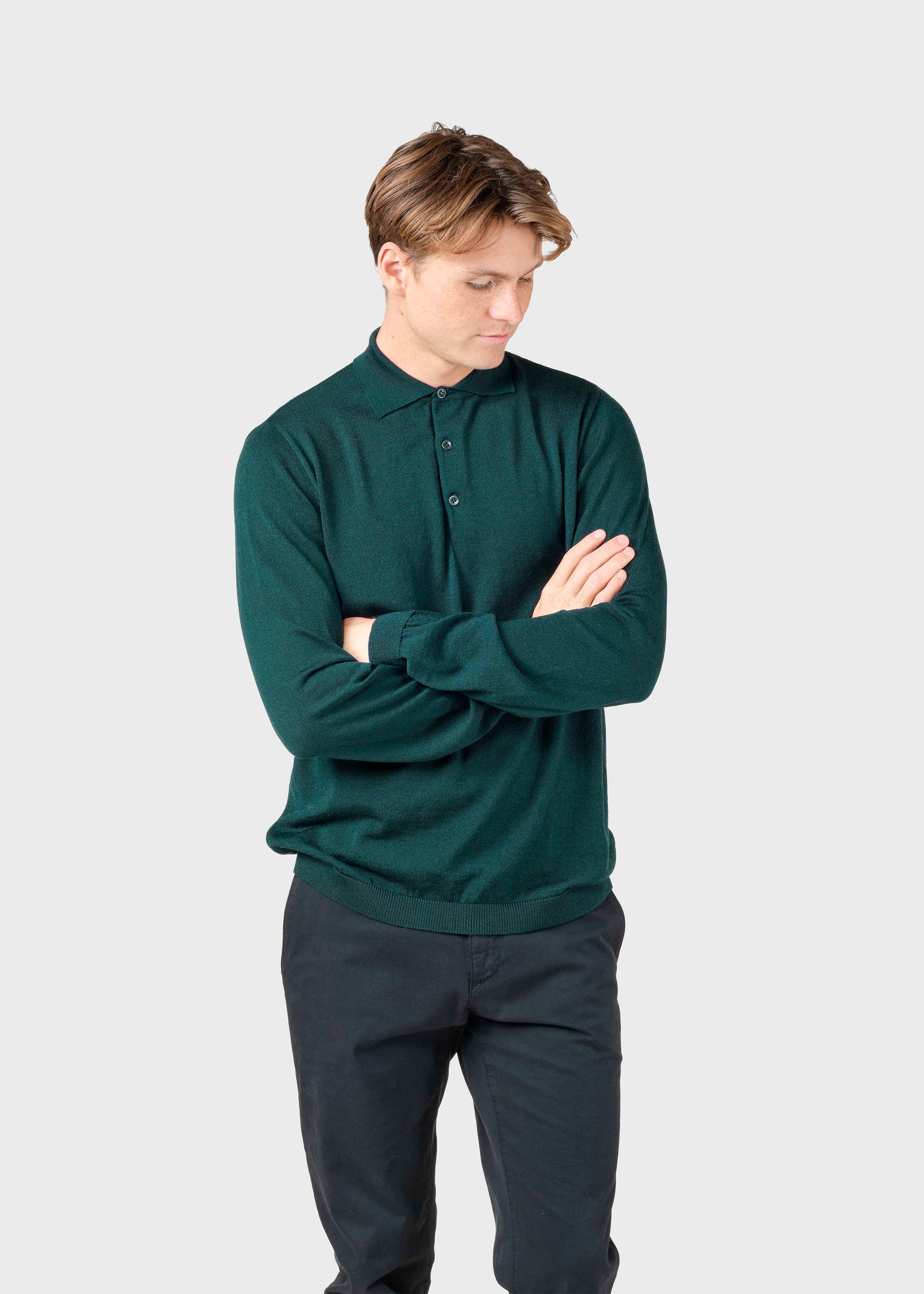 L/s Knit Polo - Olive