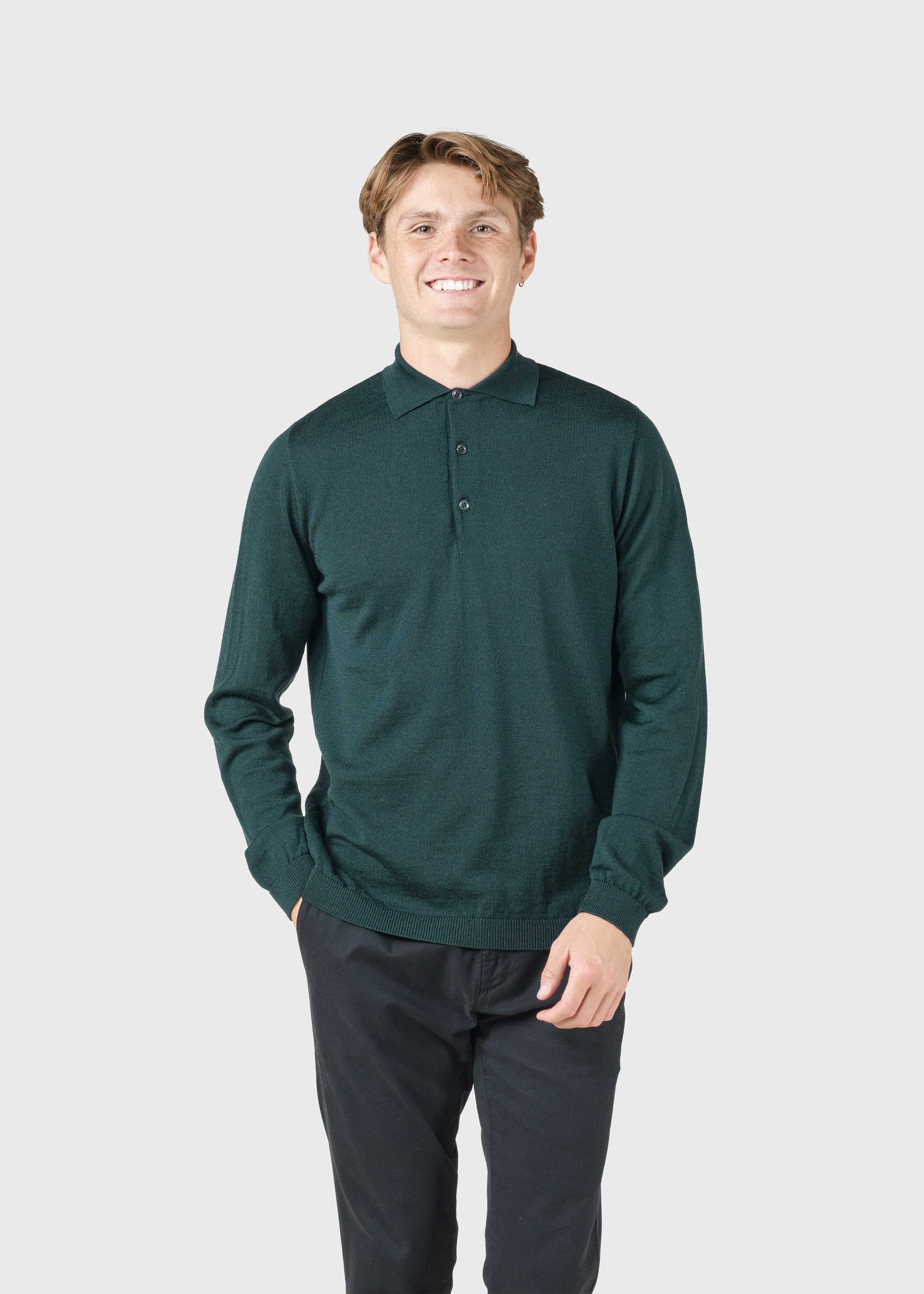 L/s Knit Polo - Olive