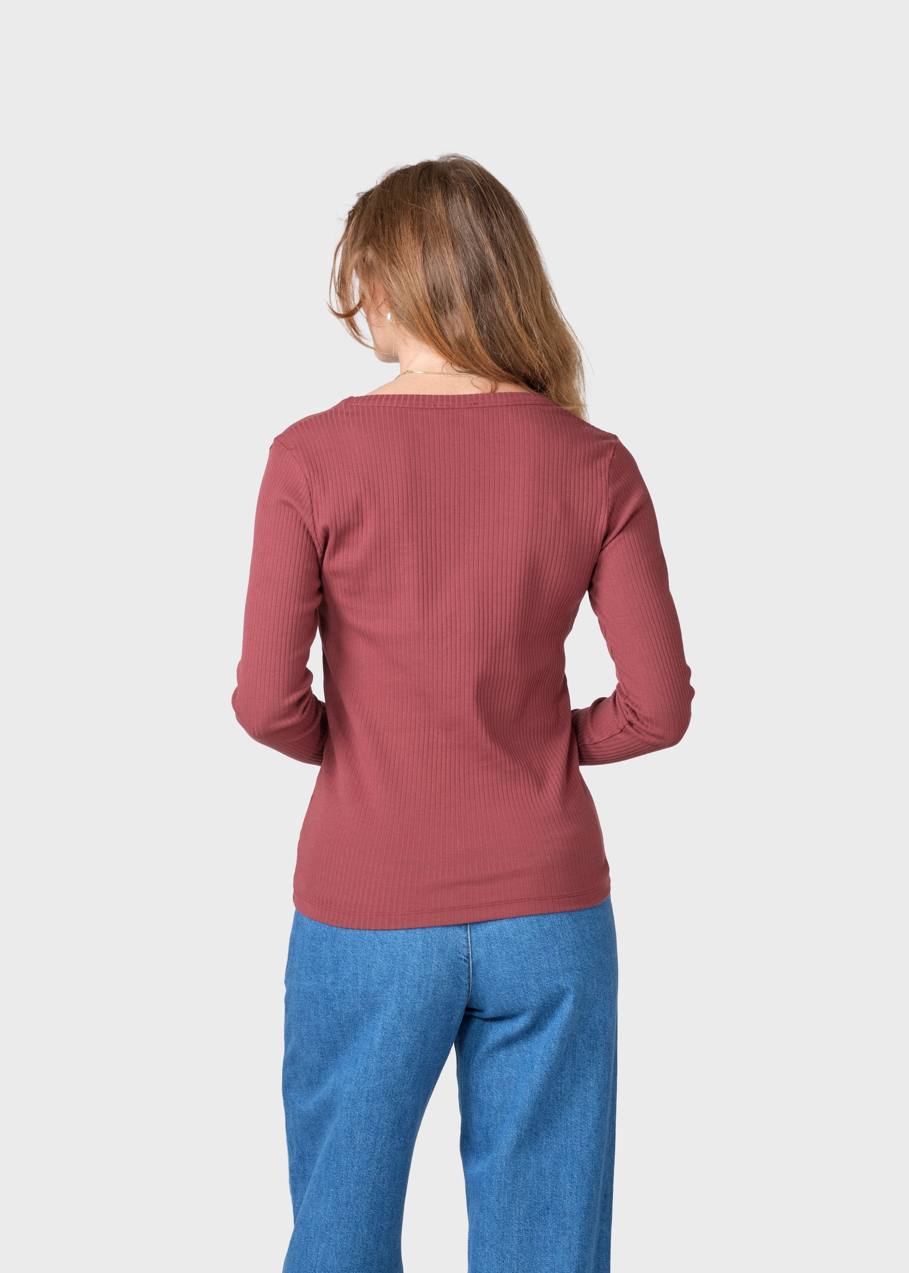 L/s Rib Tee - Burgundy