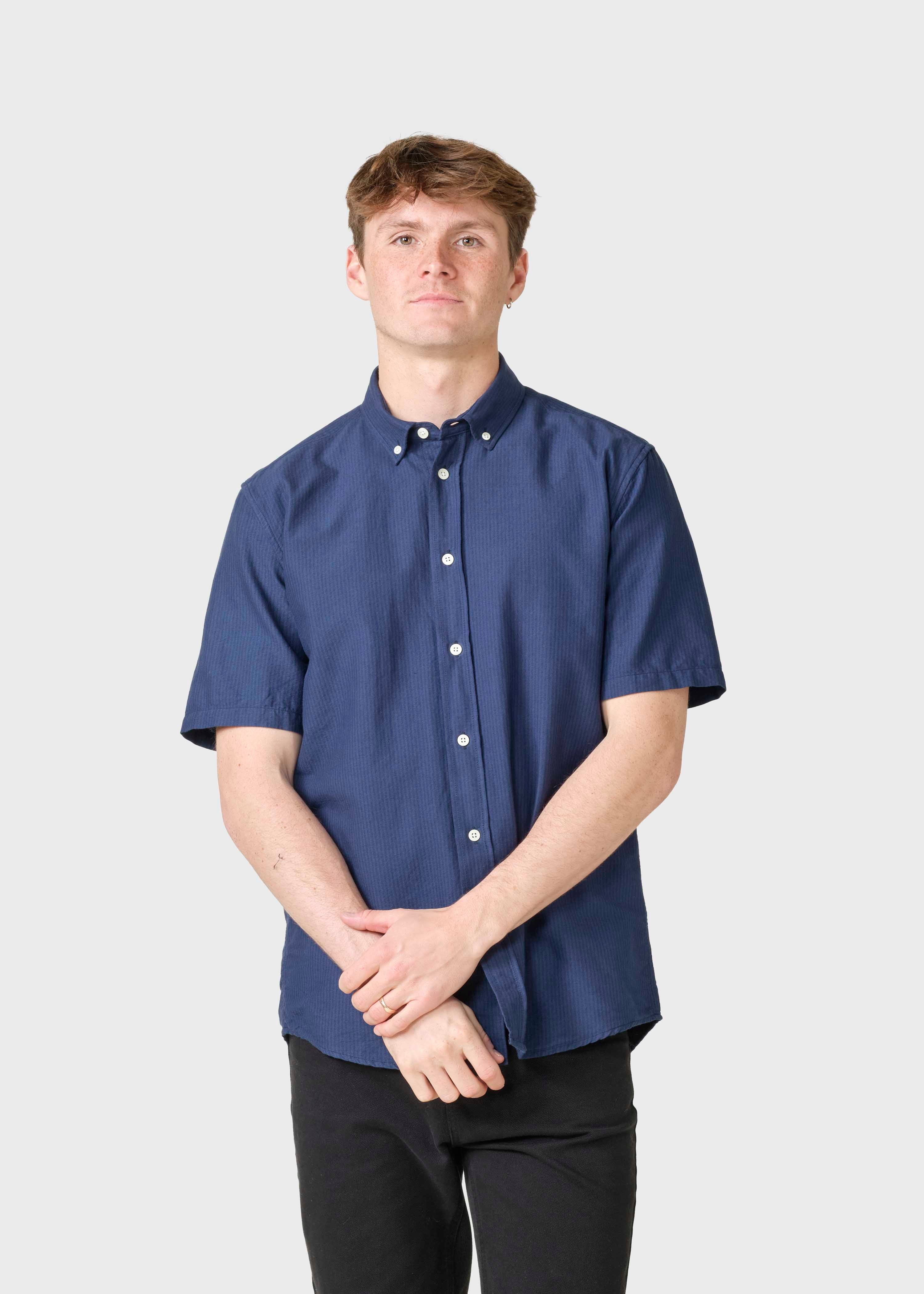 Mikkel Striped Shirt - Ocean/navy/ocean Overdye