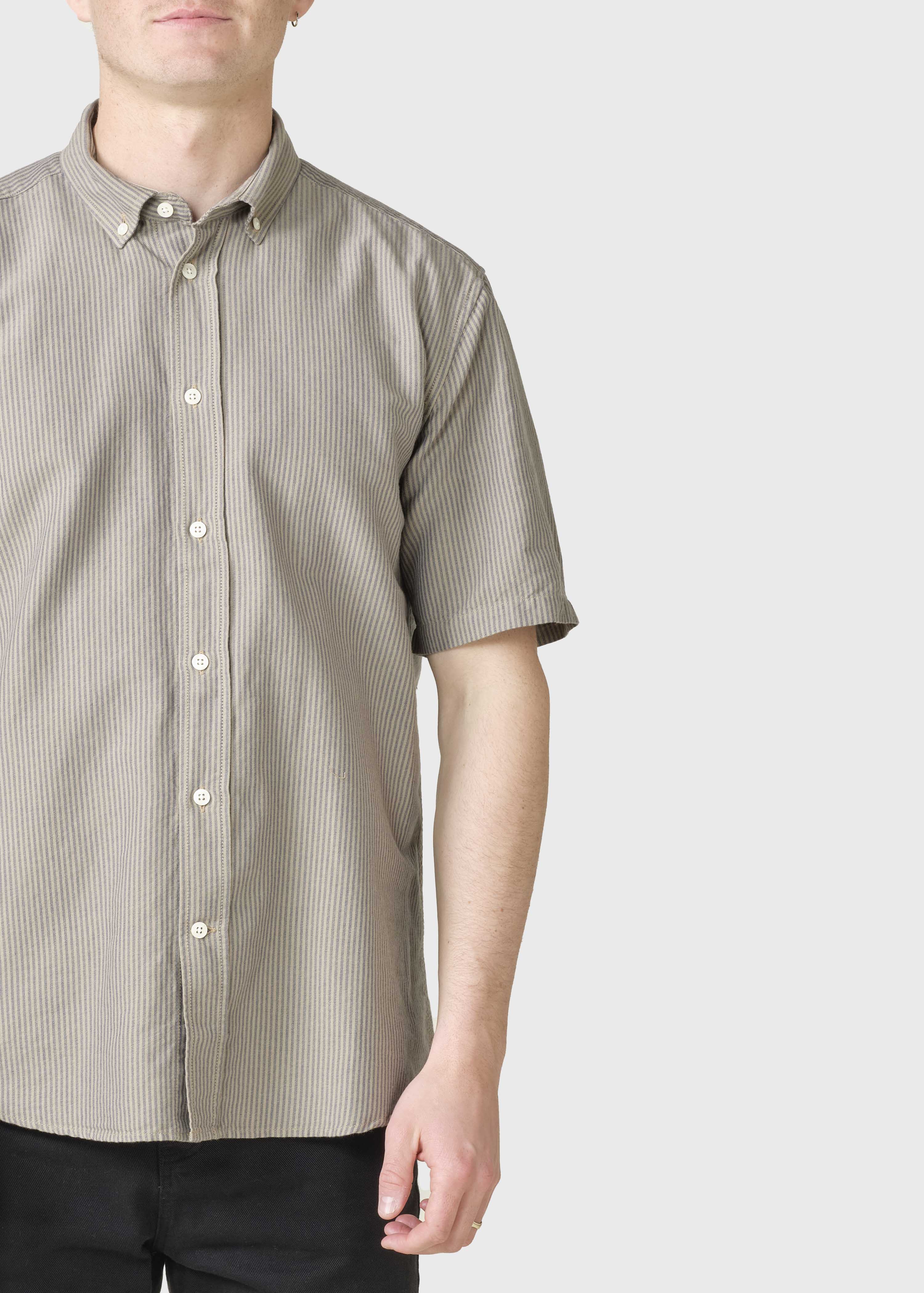 Mikkel Striped Shirt - Sand/navy/sand Overdye
