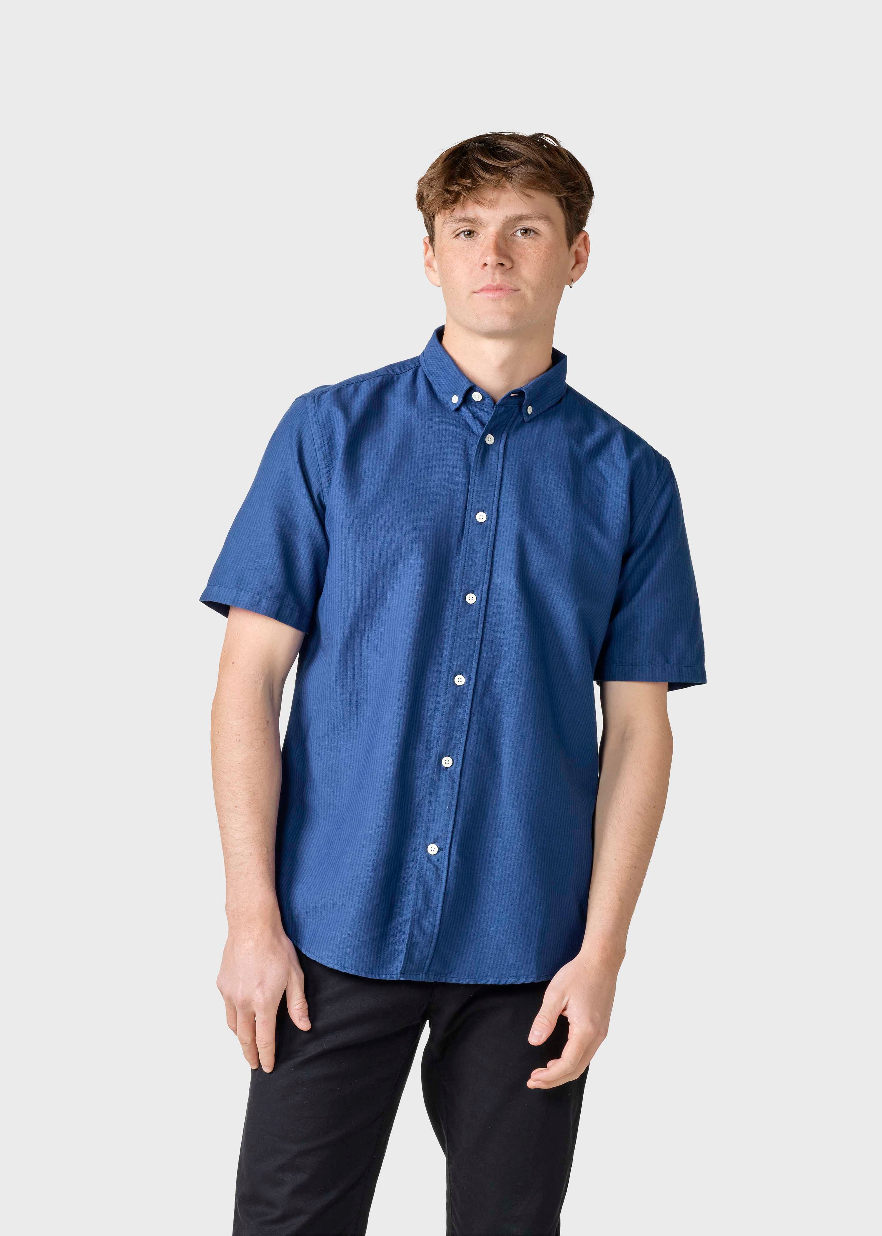 Mikkel Striped Shirt - White/navy/ocean Overdye