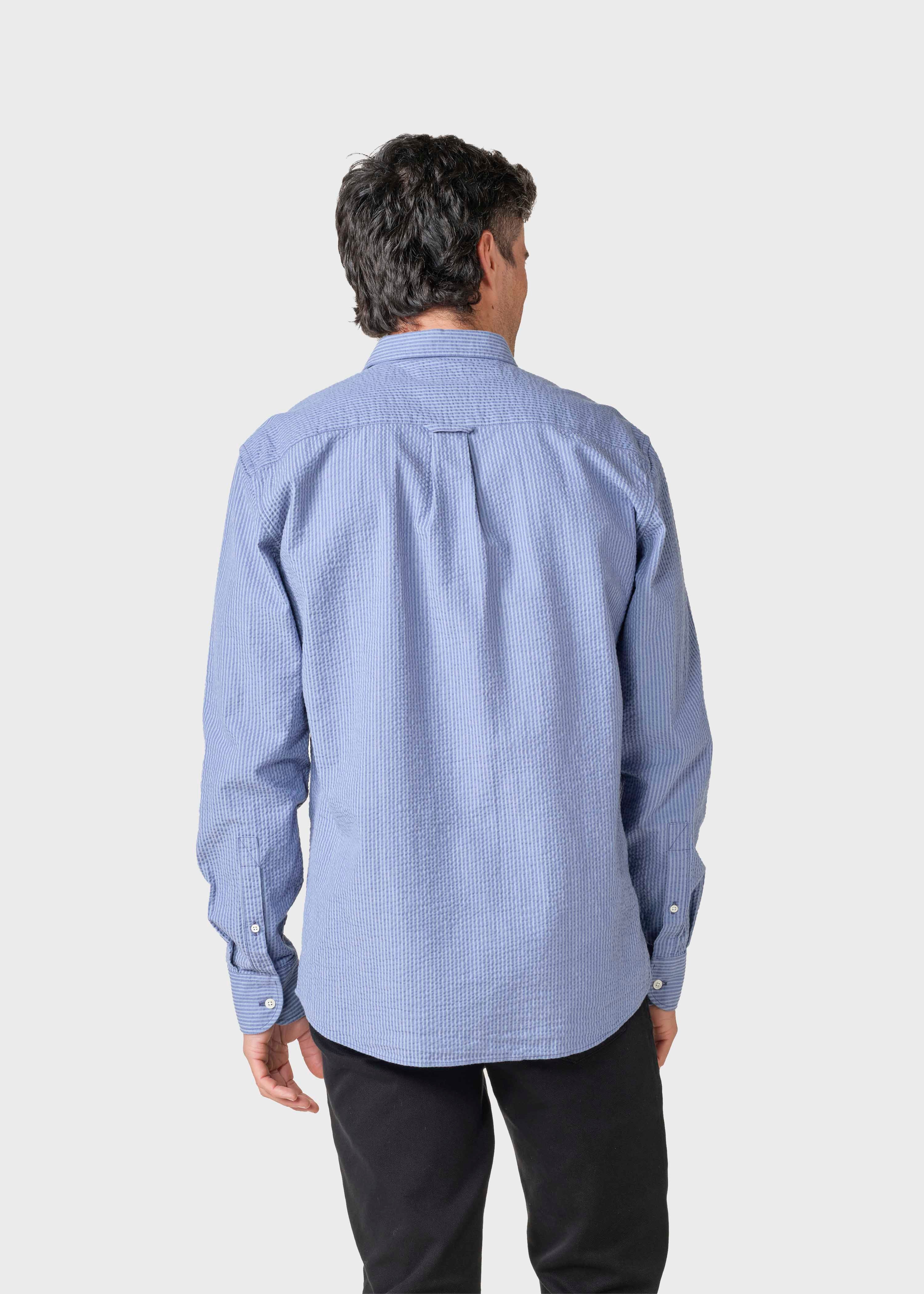 Morten Stripe Shirt - White/navy/light Blue Overdye