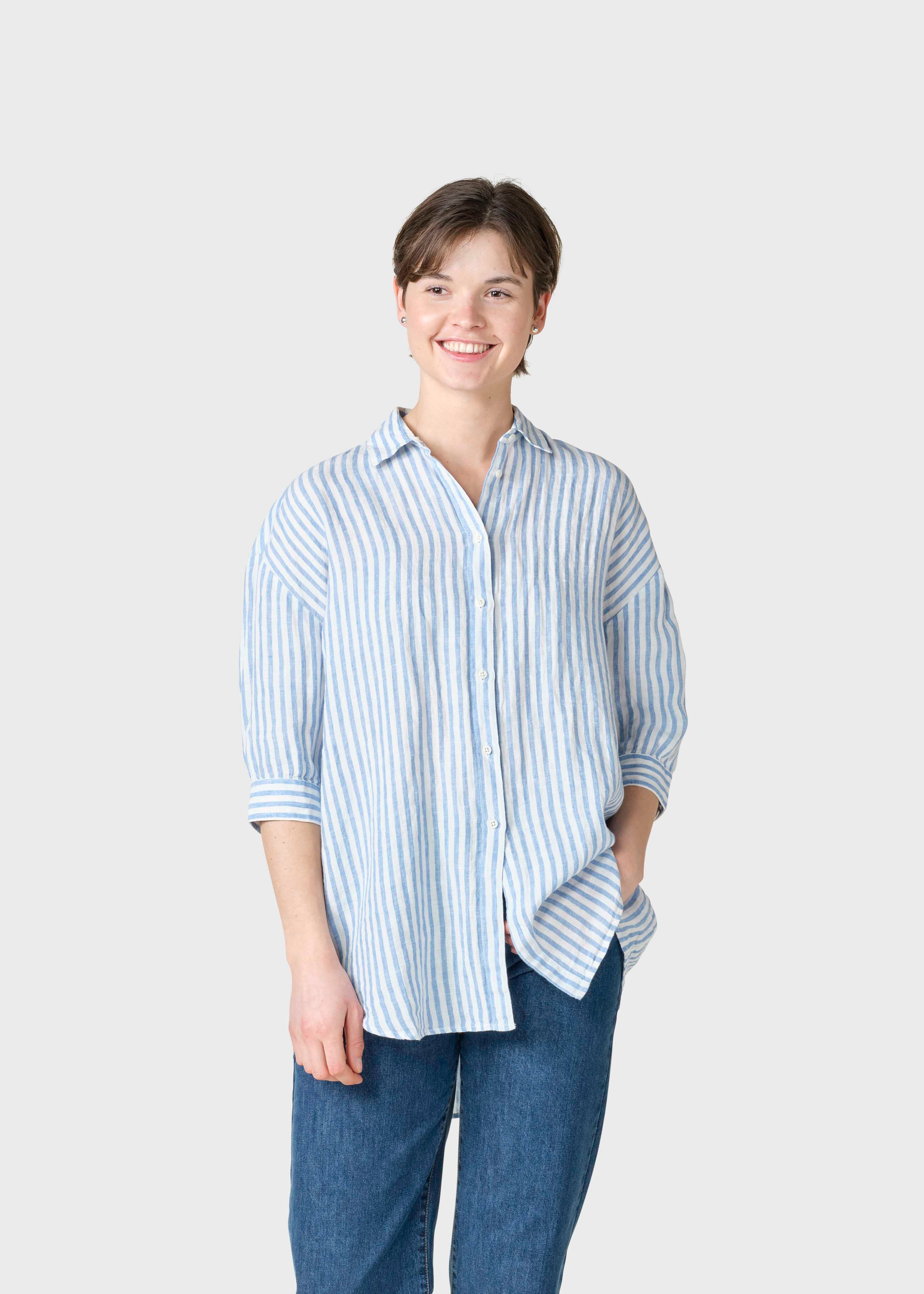 Oline Linen Shirt - Cream/light Blue