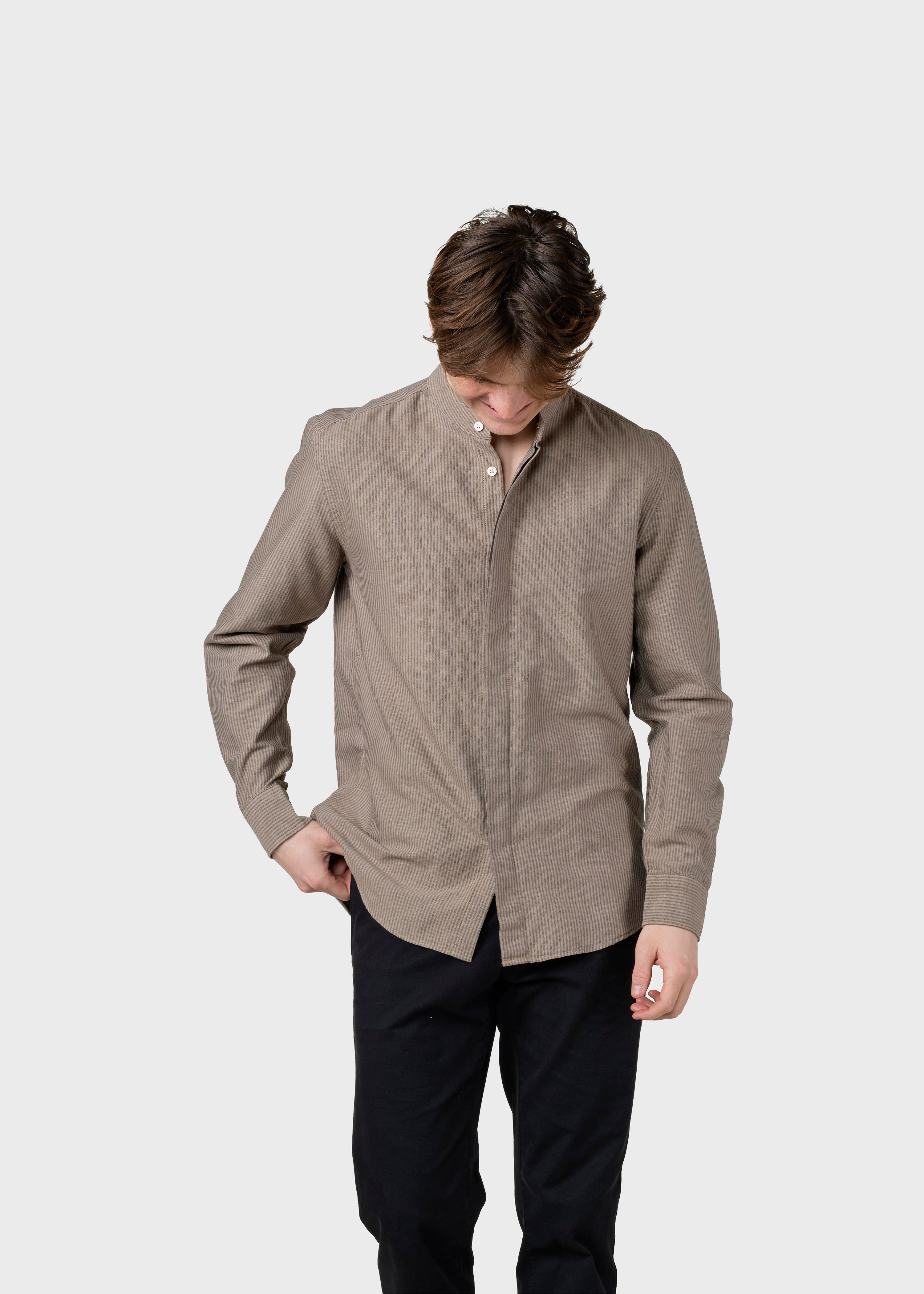 Simon Striped Shirt - Sand/navy