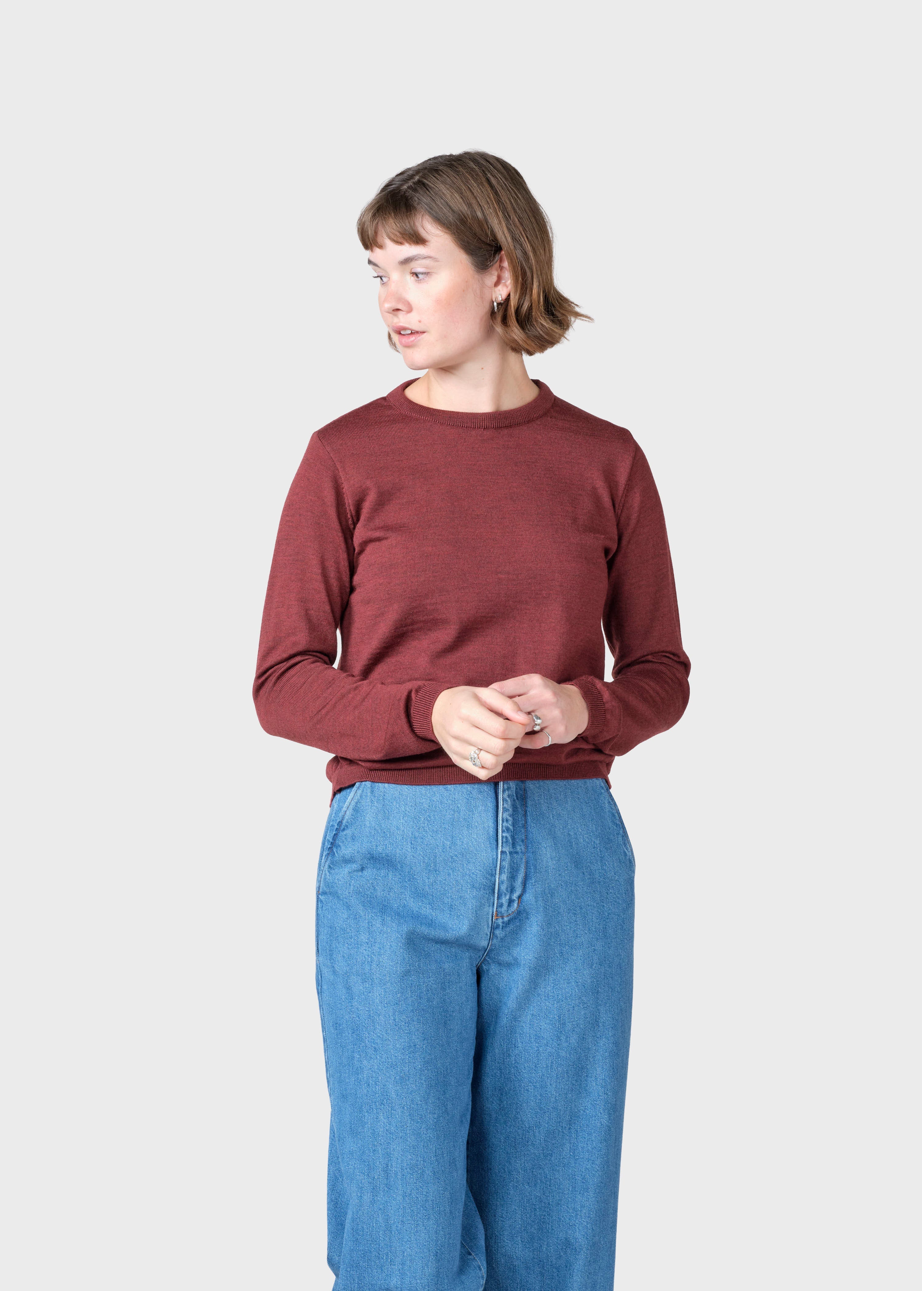 Womens Basic Merino Knit - Burgundy