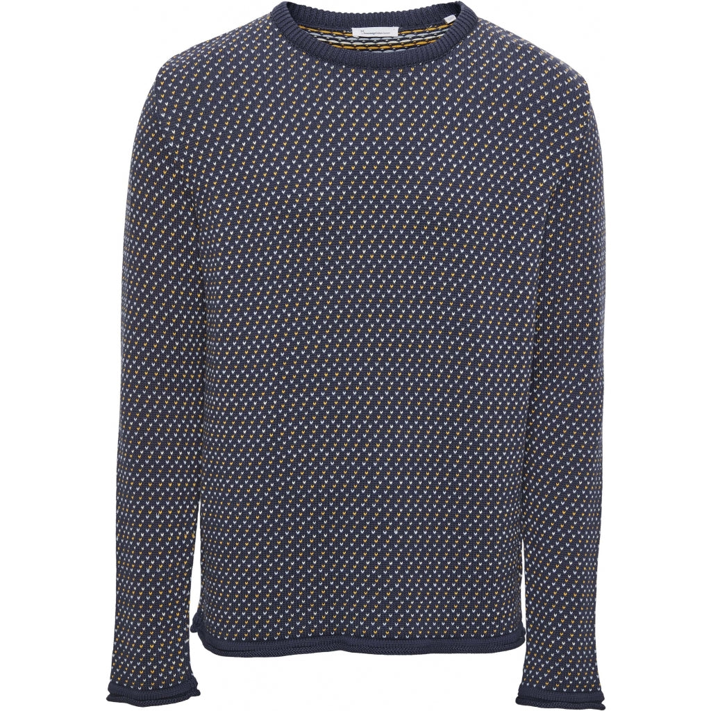 Knowledge Cotton Apparel Valley Jacquardtröja, total eclipse