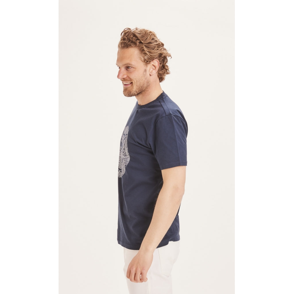 KnowledgeCotton Apparel Alder owl T-shirt - GOTS/Vegan - Total Eclipse