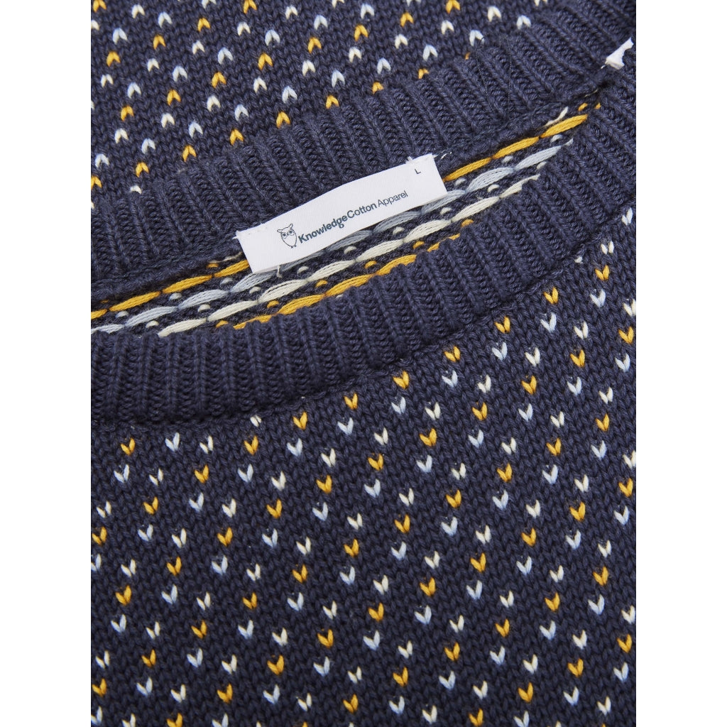 Knowledge Cotton Apparel Valley Jacquardtröja, total eclipse