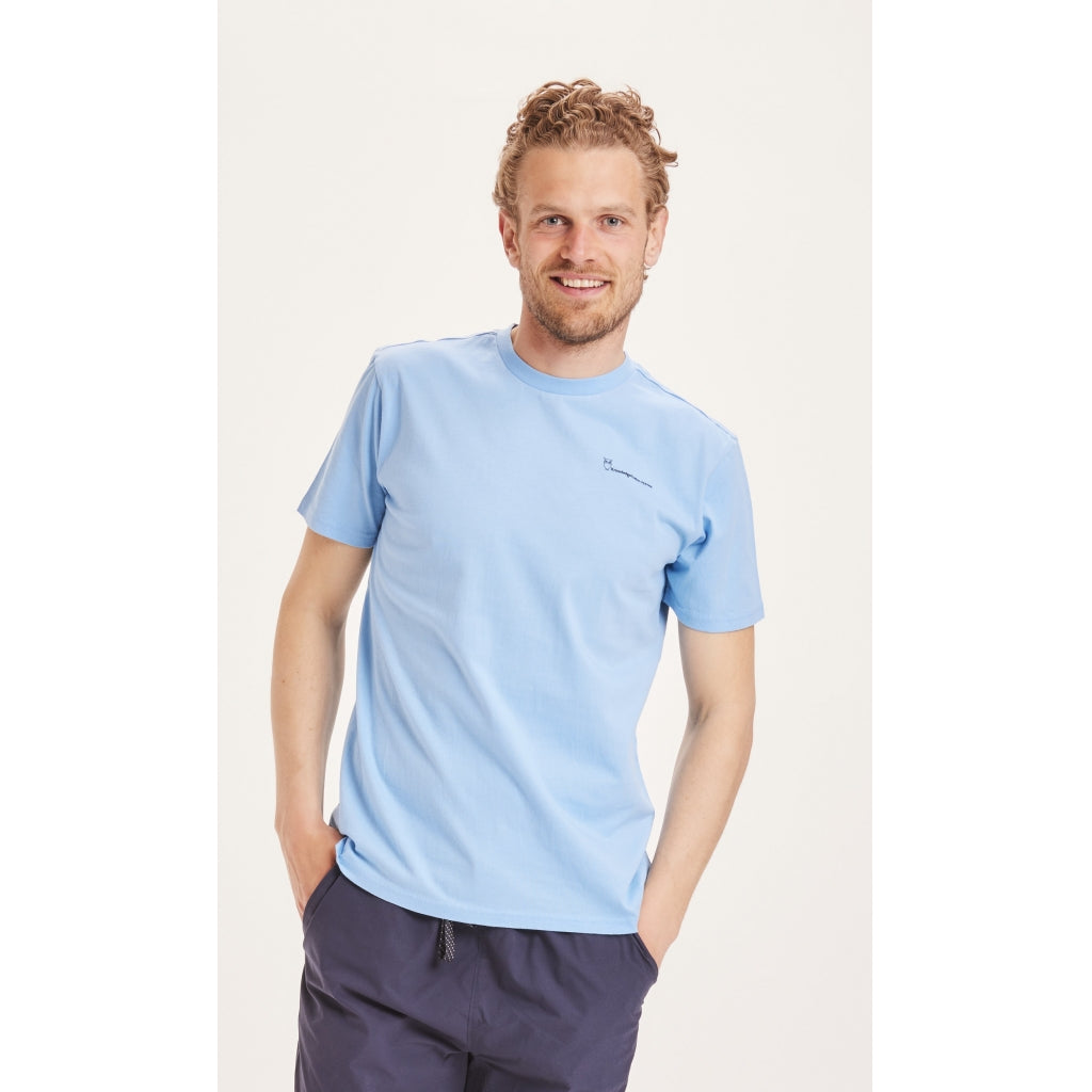 KnowledgeCotton Apparel Alder The Green Wave T-shirt - GOTS/Vegan - Alaskan Blue