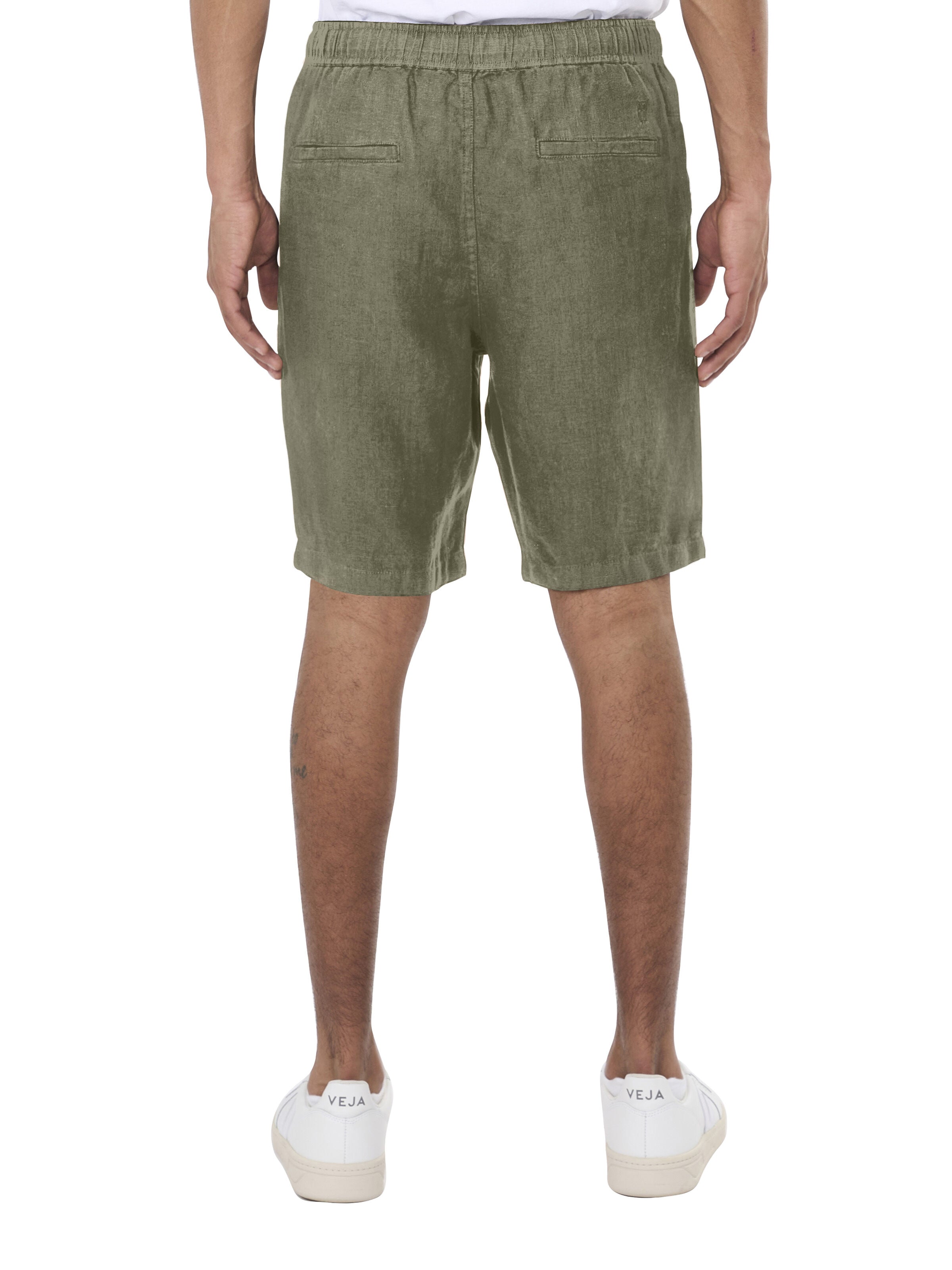 KnowledgeCotton Apparel - Lösa linneshorts - GOTS/Vegan - Burnt Olive