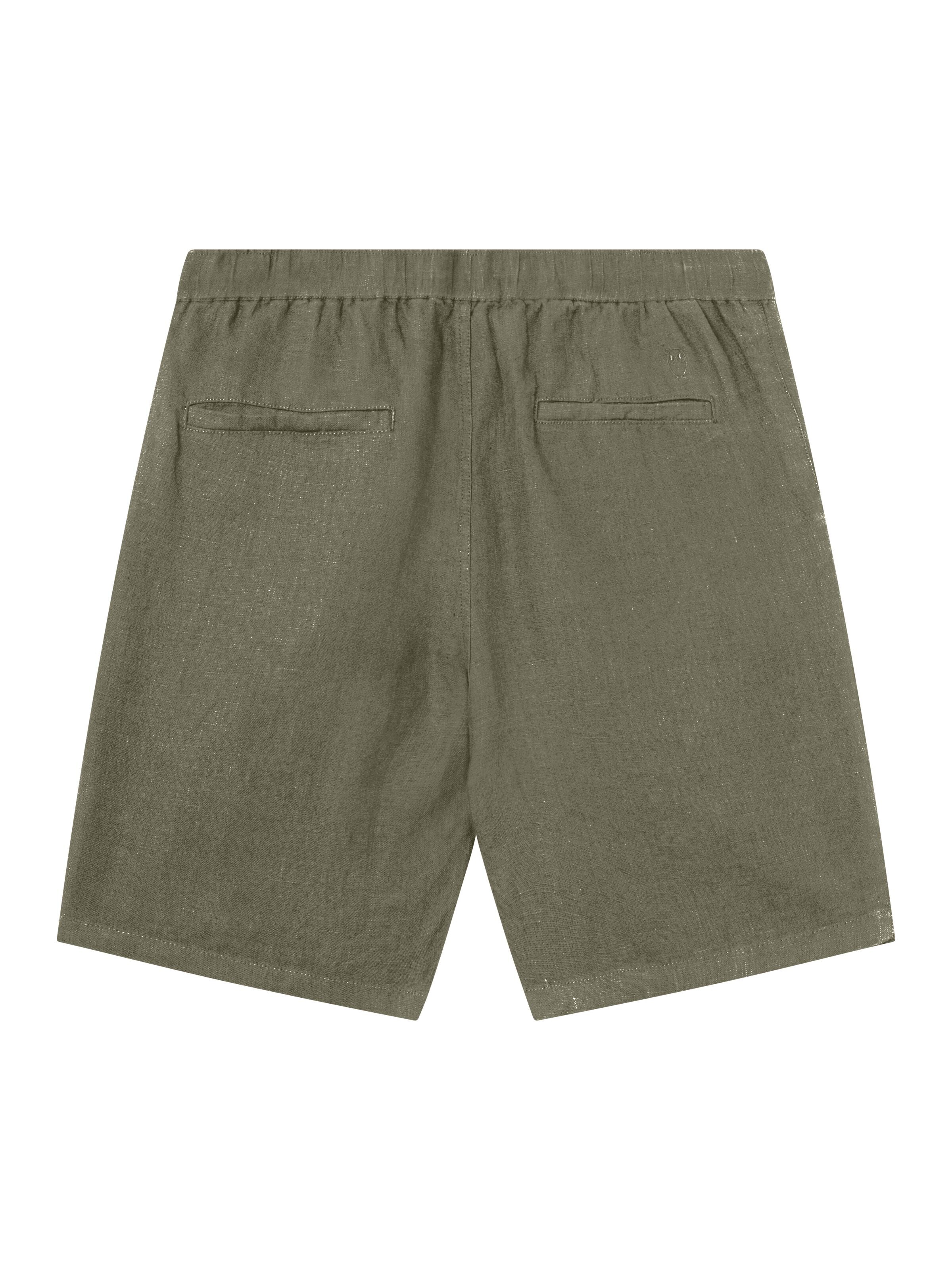 KnowledgeCotton Apparel - Lösa linneshorts - GOTS/Vegan - Burnt Olive