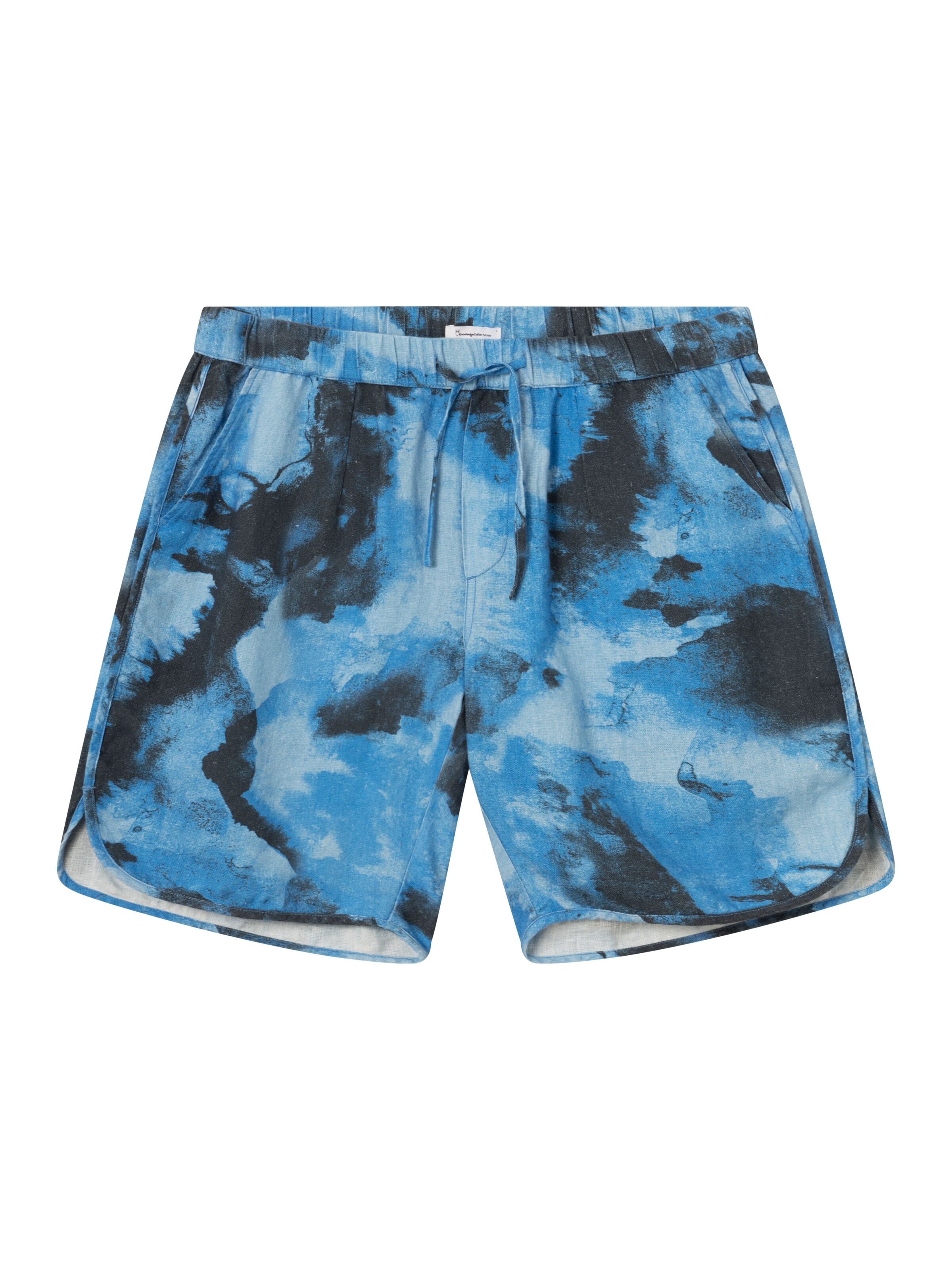 KnowledgeCotton Apparel - AOP-shorts i lösa linne - GOTS/Vegan