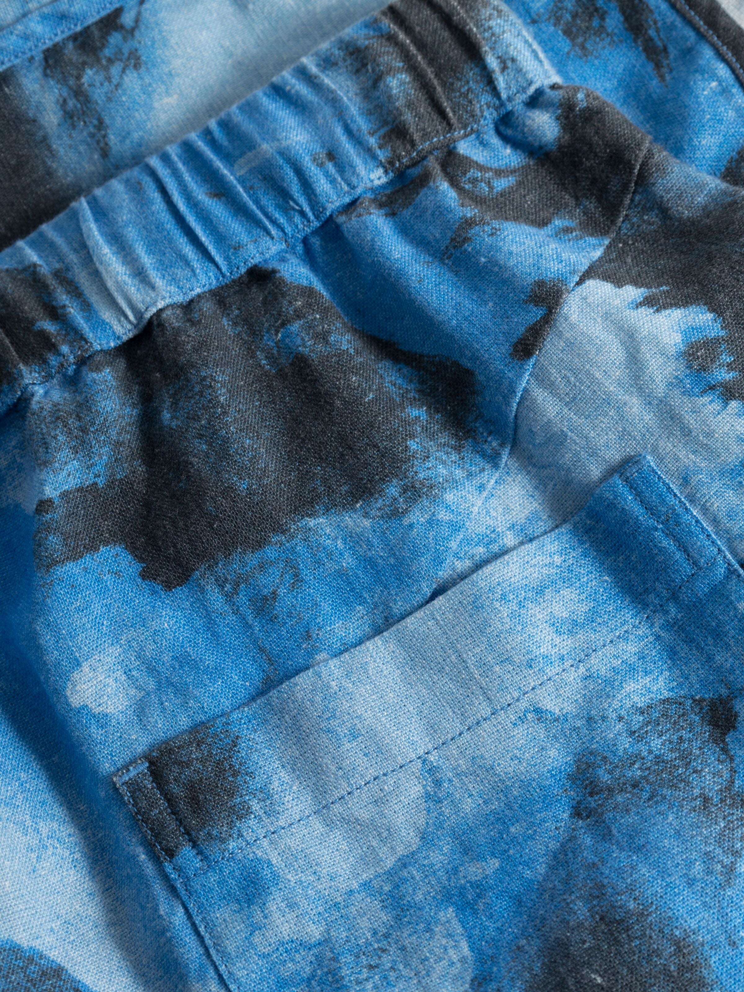 KnowledgeCotton Apparel - AOP-shorts i lösa linne - GOTS/Vegan