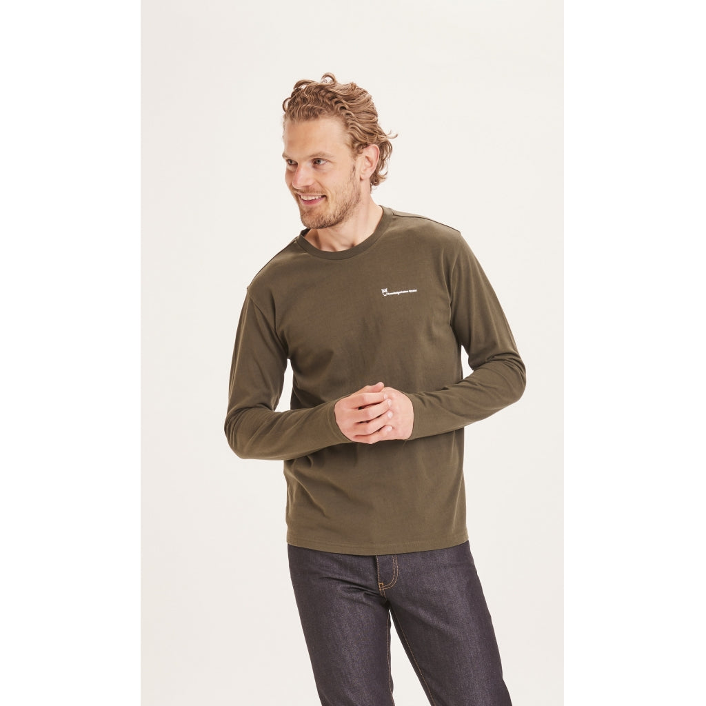 KnowledgeCotton Apparel LOCUST trademark mountain back print LS tee