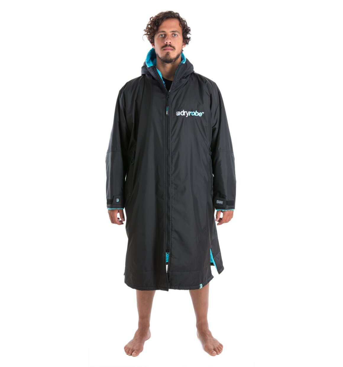 Dryrobe advance långärmad poncho | vuxna | svart blå