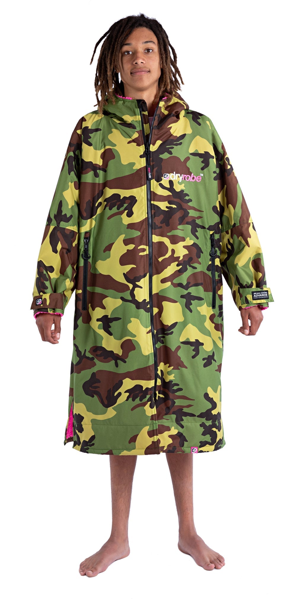 Dryrobe advance långärmad poncho | vuxna | camo/rosa