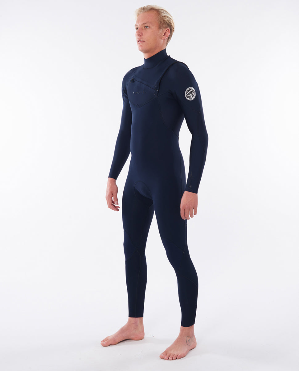 Rip Curl Dawn Patrol Navy 5/3 Chest Zip Våtdräkt - missfärgad