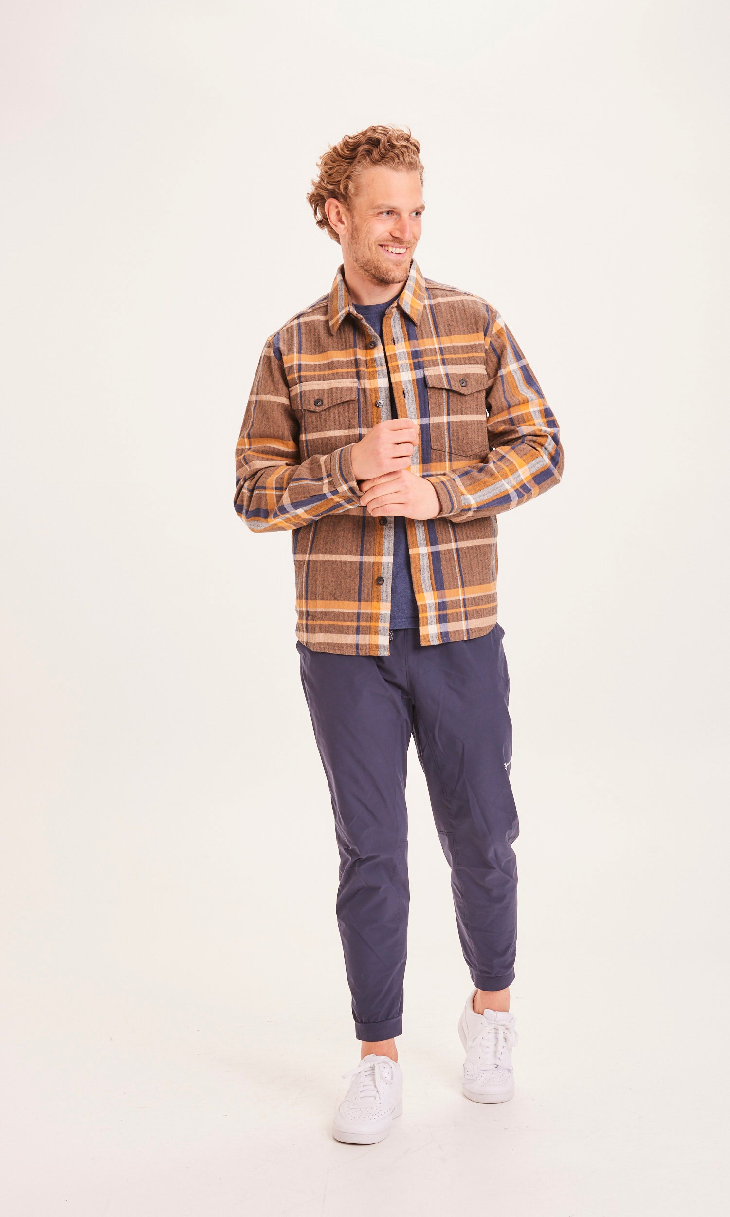 KnowledgeCotton Apparel PINE check overshirt - GOTS/Vegan - Total Eclipse
