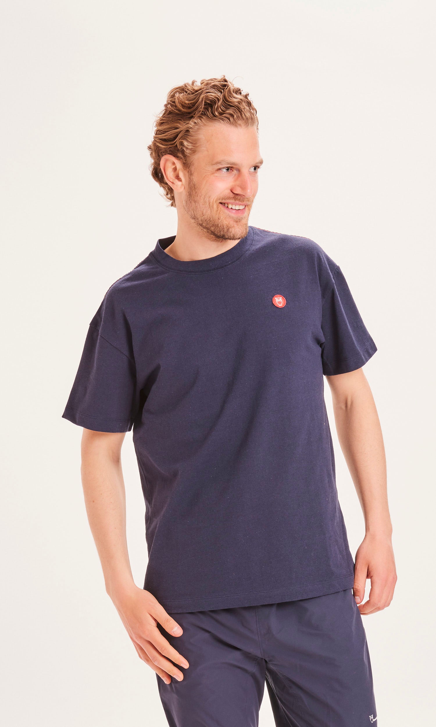 KnowledgeCotton Apparel Back printed oversized tee REBORN™ - GRS/Vegan - Total Eclipse