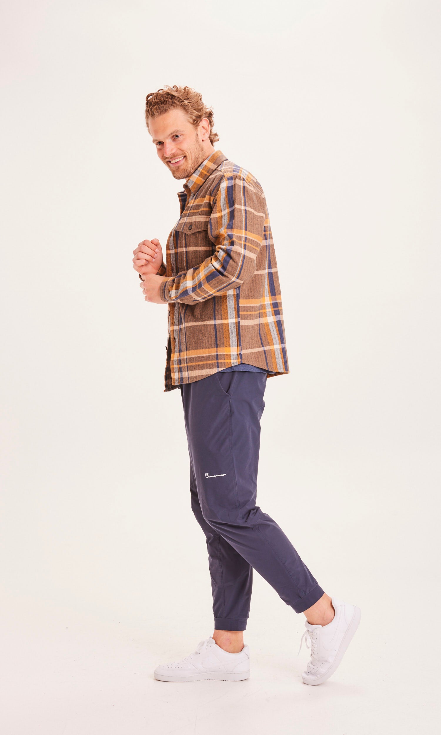 KnowledgeCotton Apparel PINE check overshirt - GOTS/Vegan - Total Eclipse