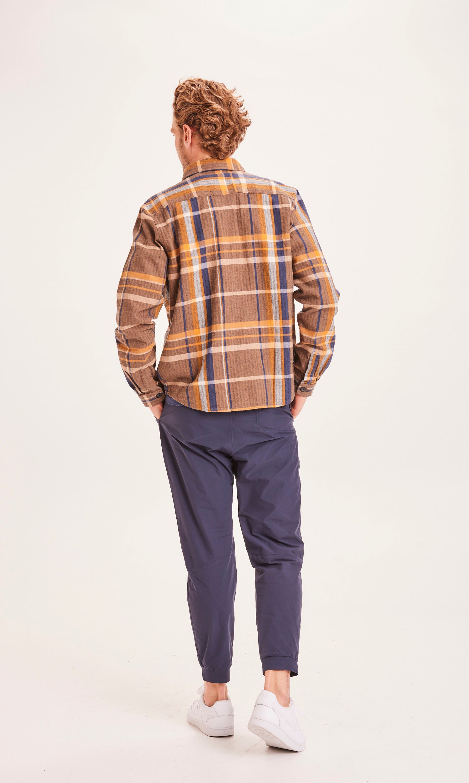 KnowledgeCotton Apparel PINE check overshirt - GOTS/Vegan - Total Eclipse