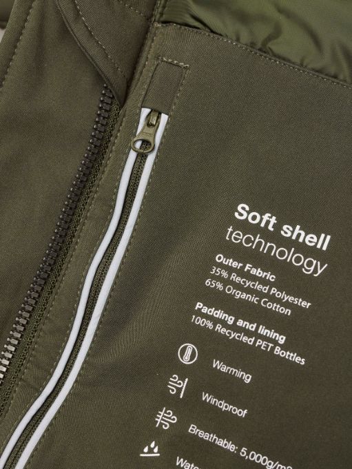 KnowledgeCotton Apparel - Lång jacka med mjukt skal CLIMATE SHELL™ - GRS/Vegan