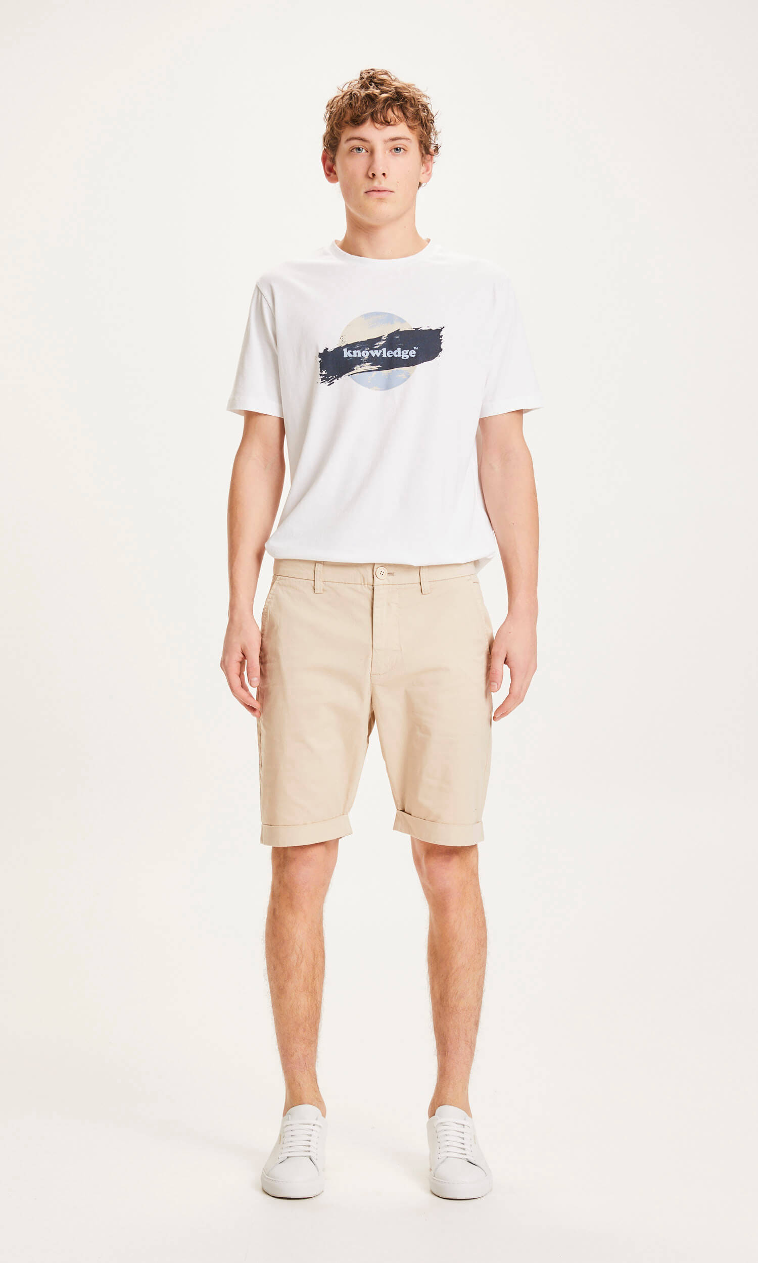 Vanliga chino poplin shorts - GOTS/Vegan Light Feather Grey