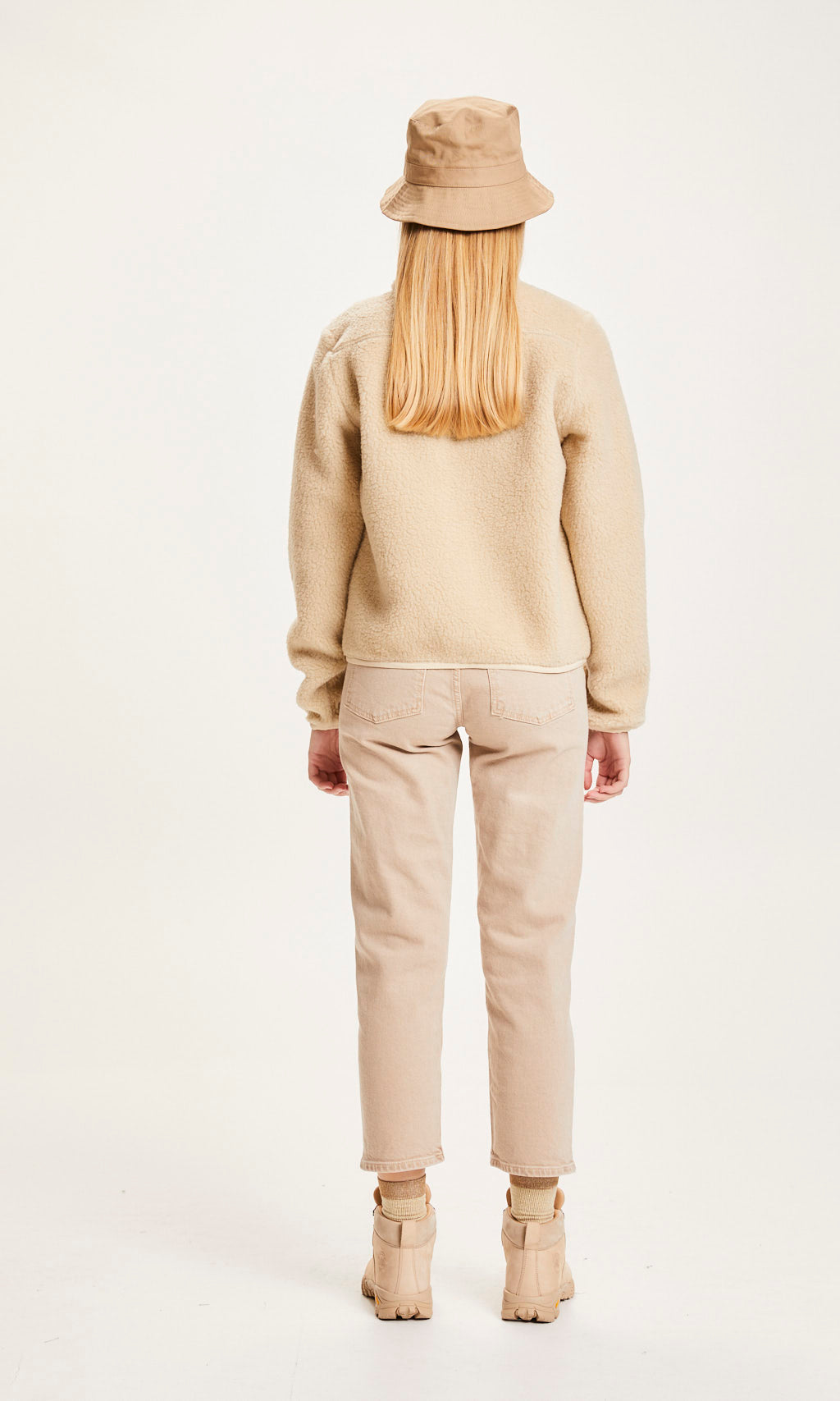 KnowledgeCotton Apparel BETONY Teddy High Neck Zip Jacket - GRS/Vegan