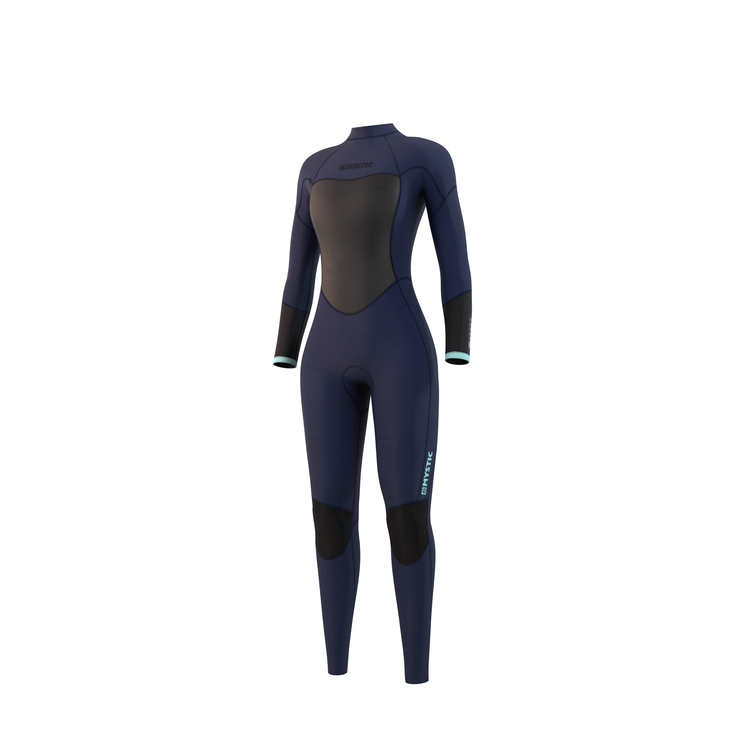 Mystic - Brand Fullsuit 3/2mm Bzip Flatlock Dam - Nattblå