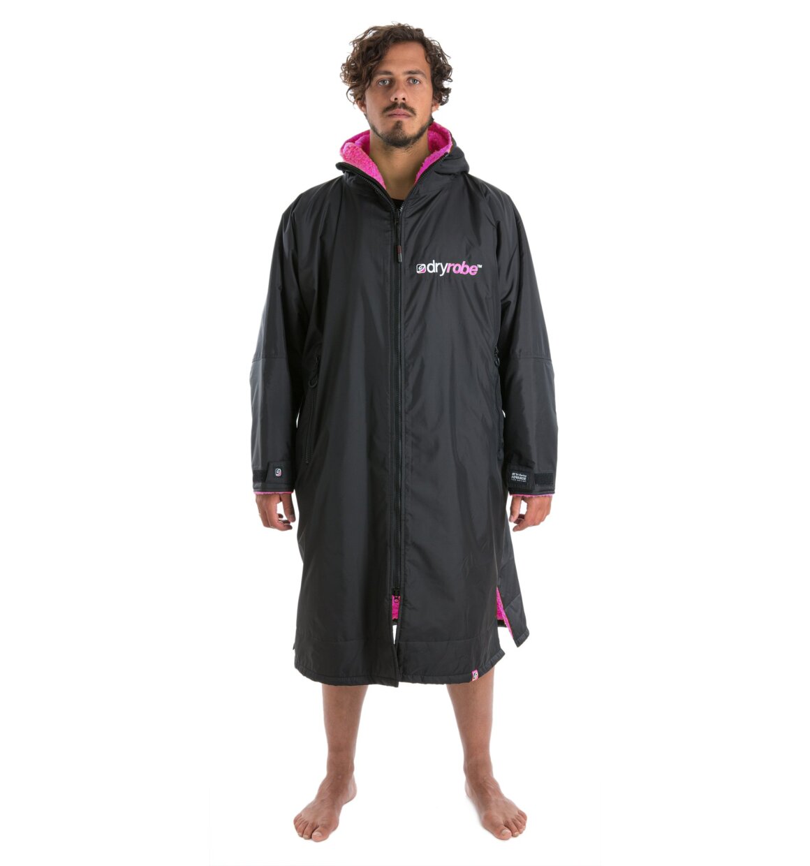 Dryrobe advance långärmad poncho | vuxna | svart/rosa