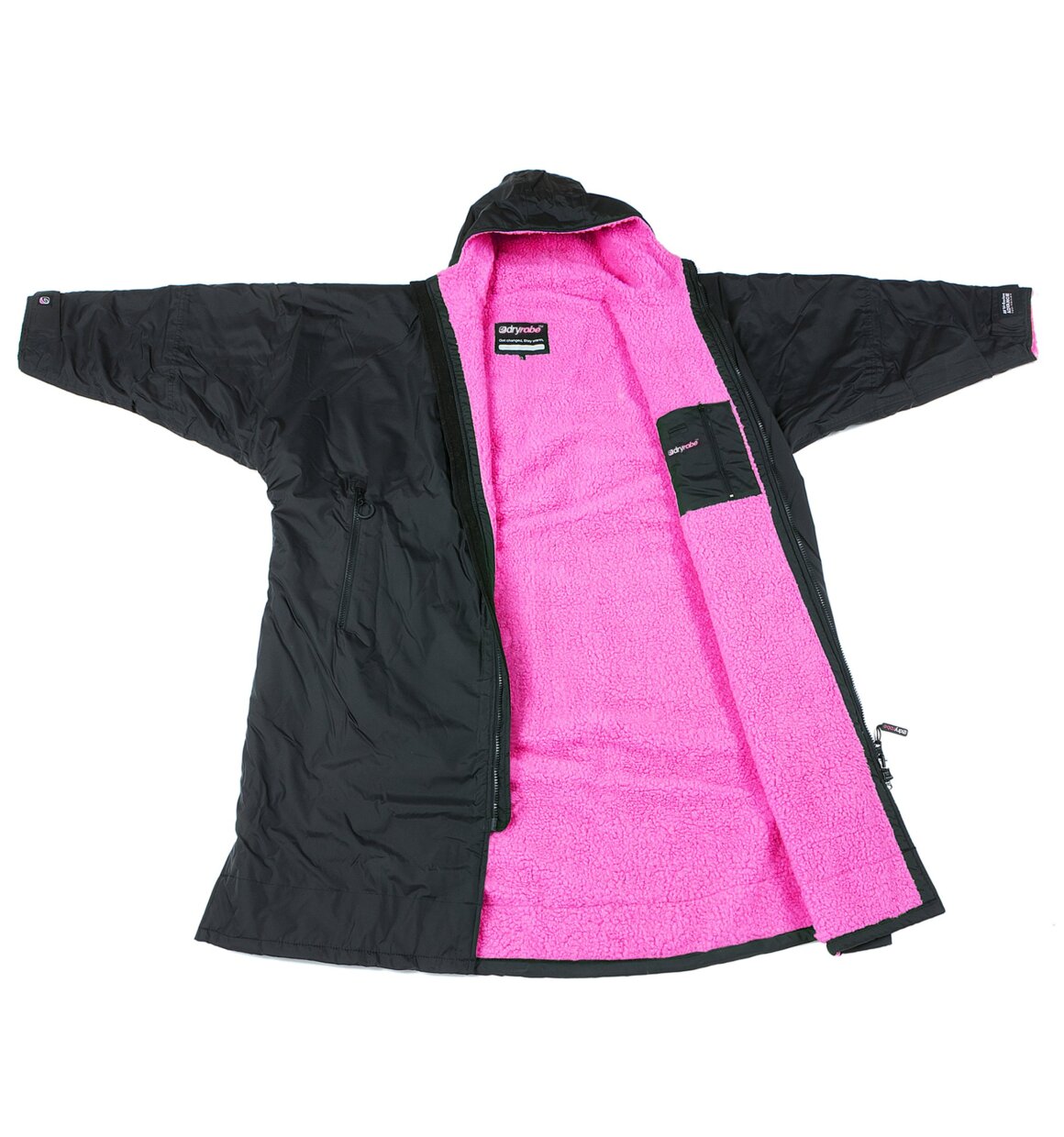 Dryrobe advance långärmad poncho | vuxna | svart/rosa