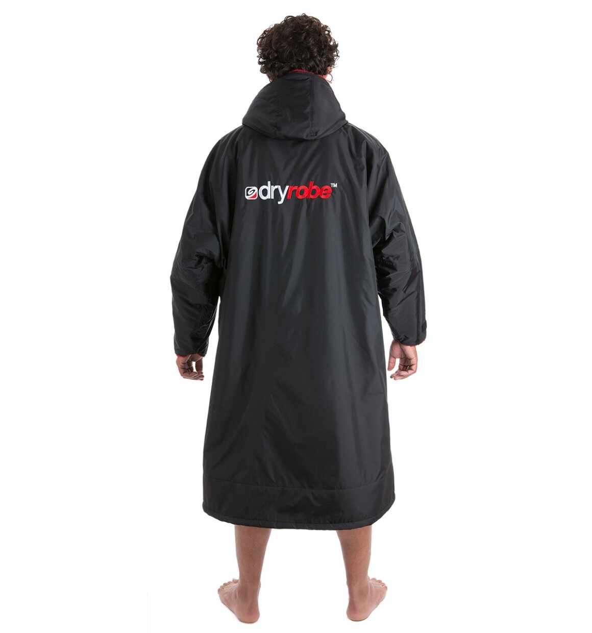 Dryrobe advance långärmad poncho | vuxna | svart röd
