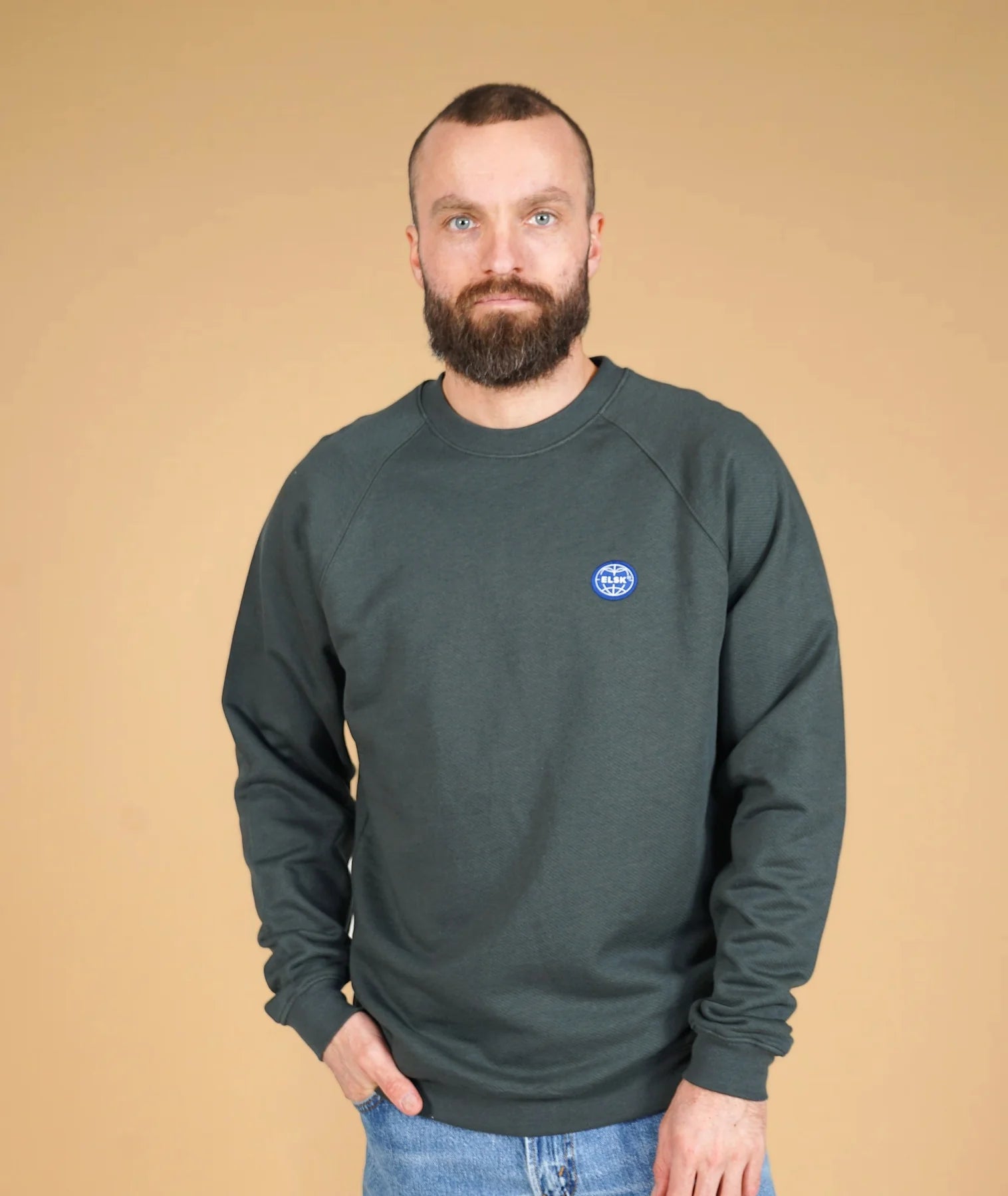 Globe Men'S Cross Crewneck - M / Stone Green