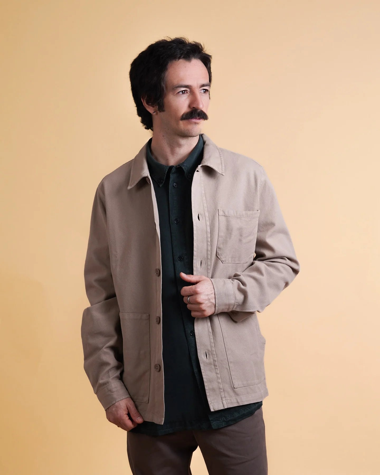 Twill Men'S Overshirt - M / Noisette beige