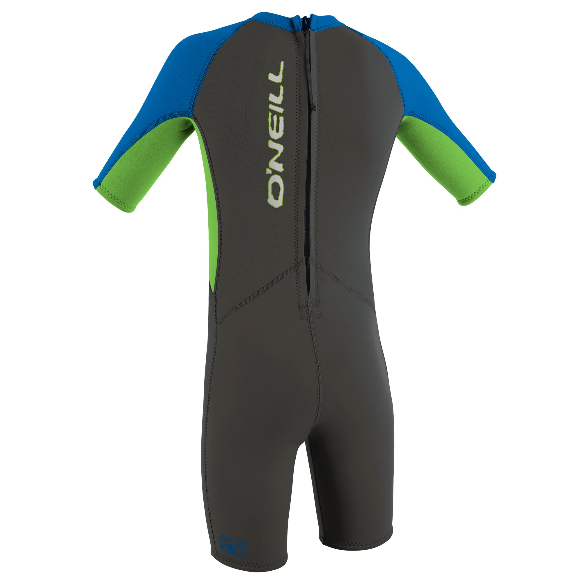 Toddler Reactor-2 2mm Back Zip S/S Spring - Pojkar - grafit/dayglow/ocean