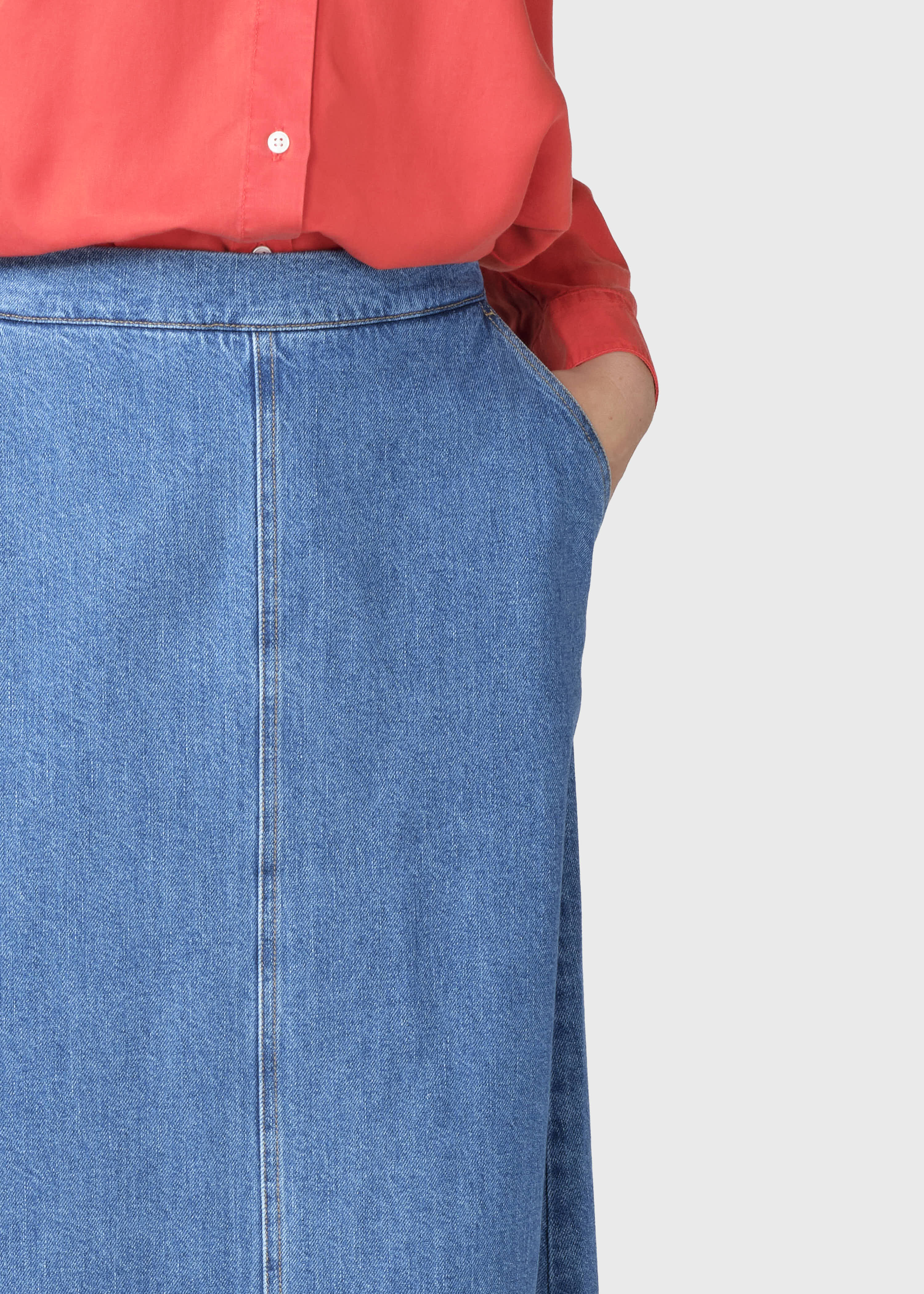 Amber Denim Skirt - Light Blue Stonewash