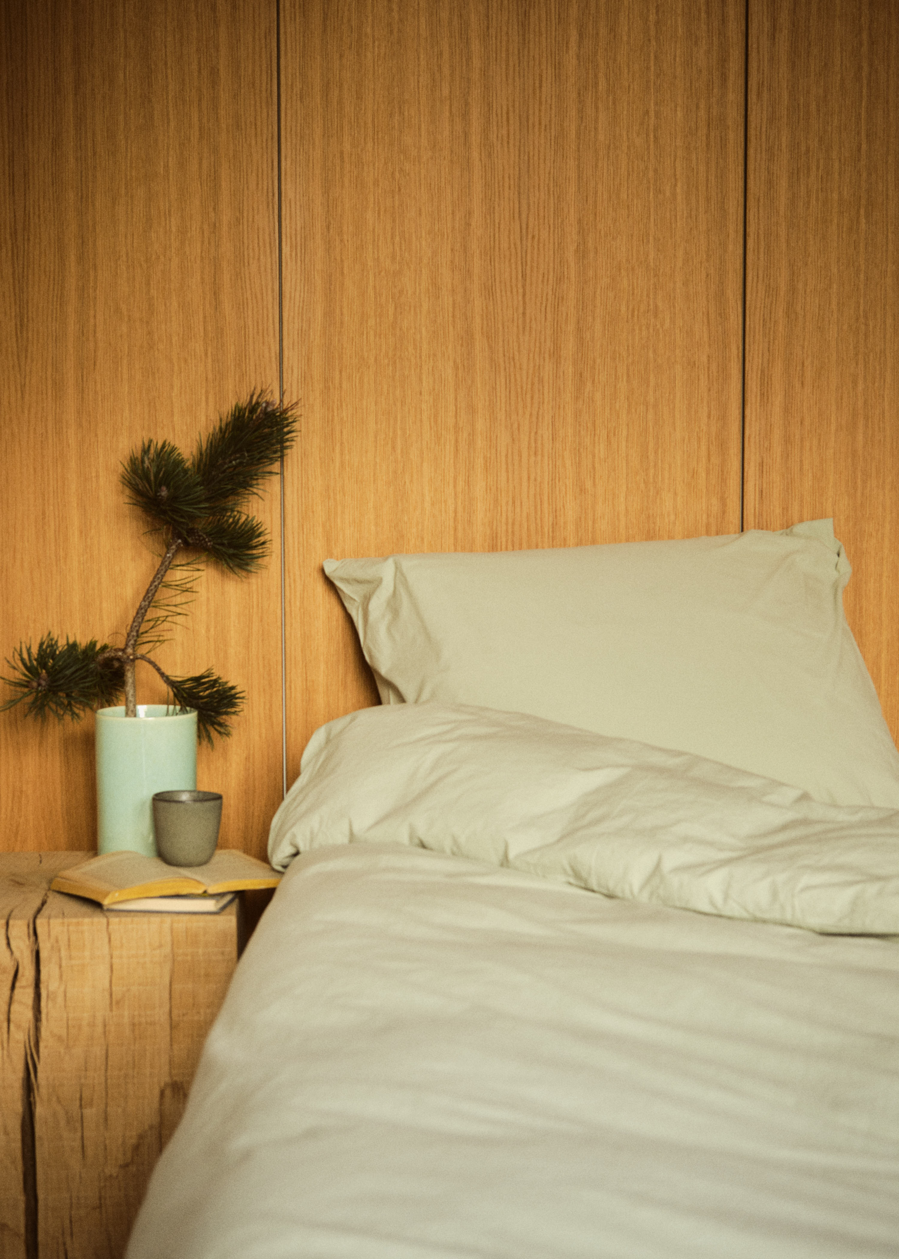 Bed Set - Plain - 140 X 200 + 60 X 70 - Sage