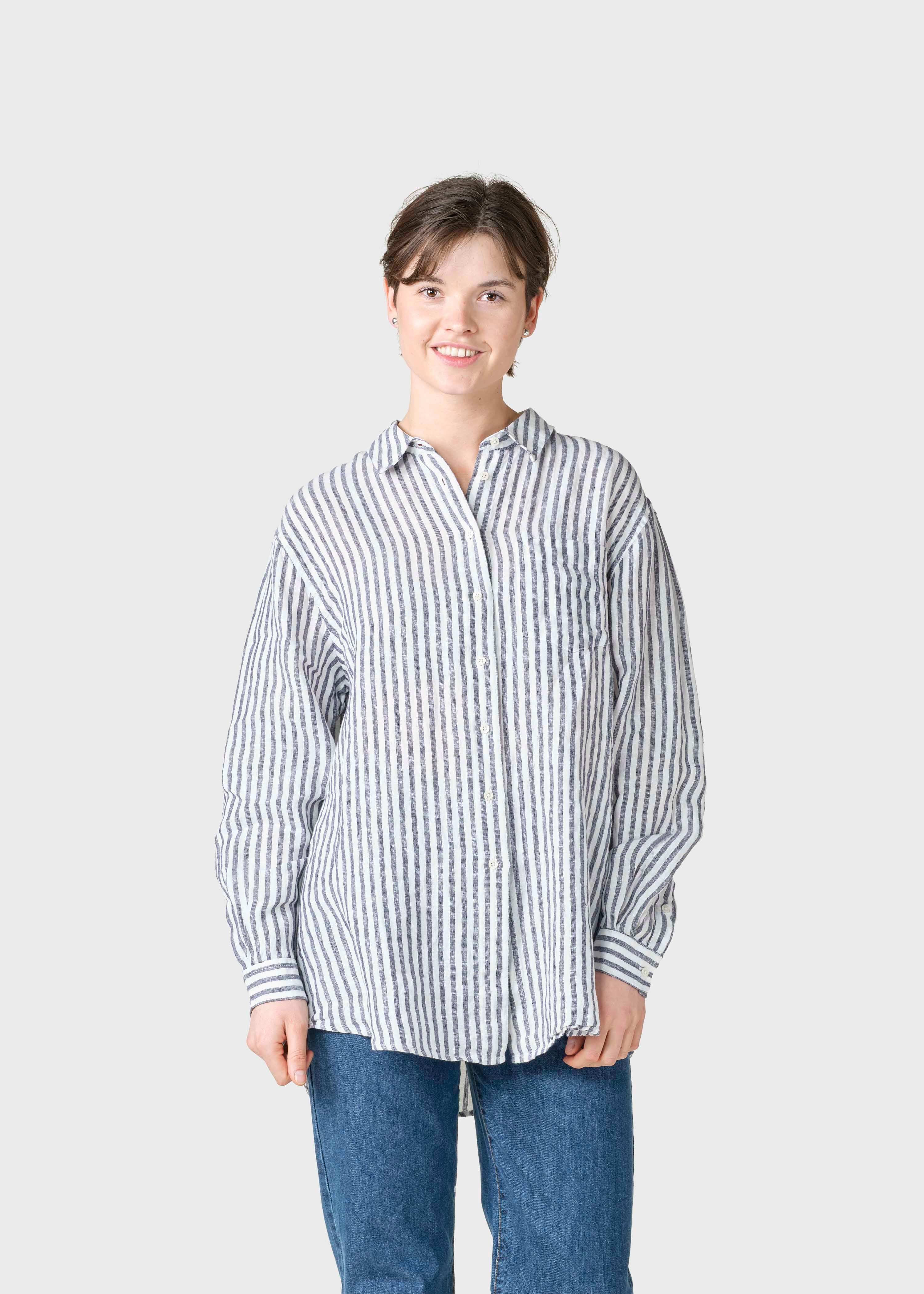 Belinda Linen Shirt - Cream/navy